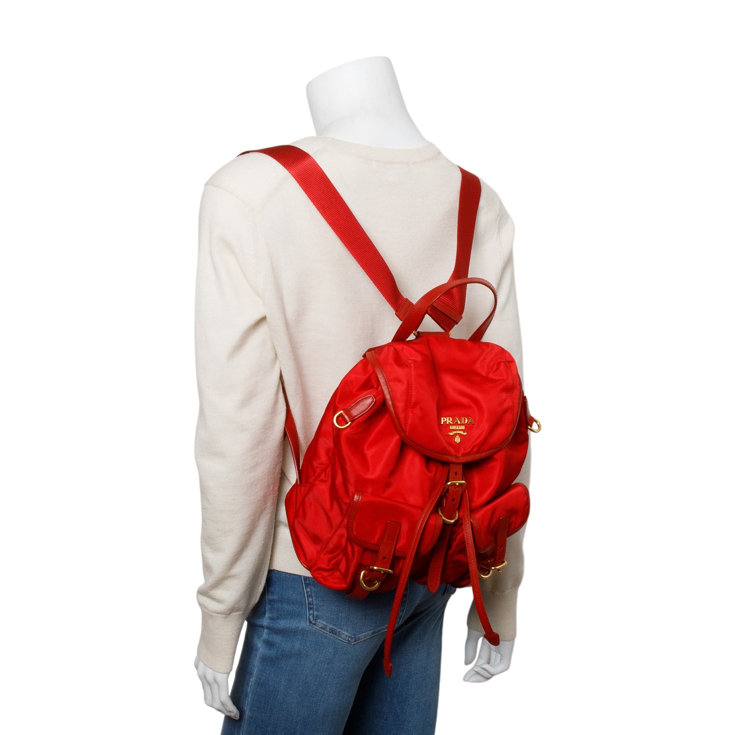 Prada Red Tessuto Nylon Drawstring Backpack