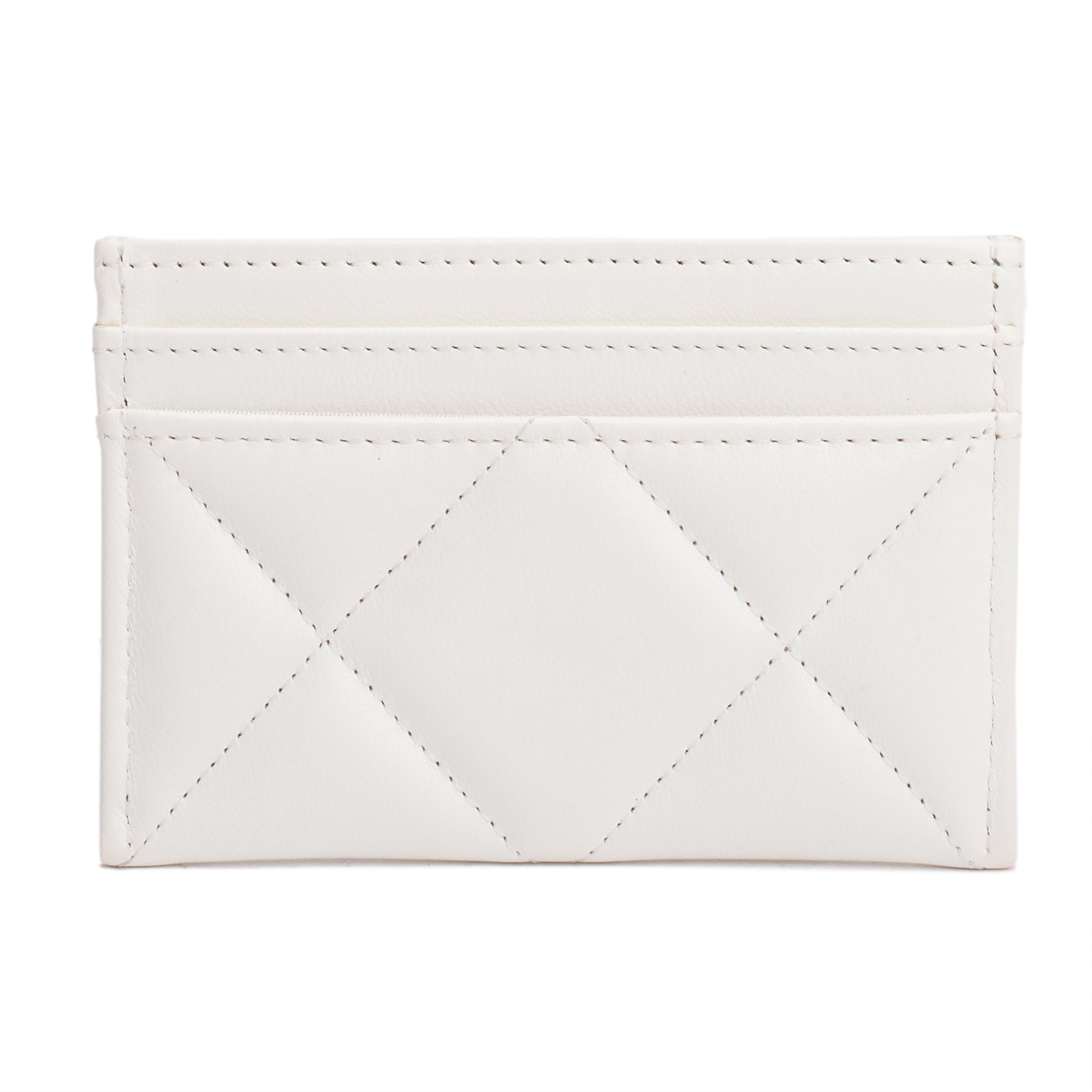 Chanel White Quilted Lambskin Leather 19 Card Holder w/ Box
