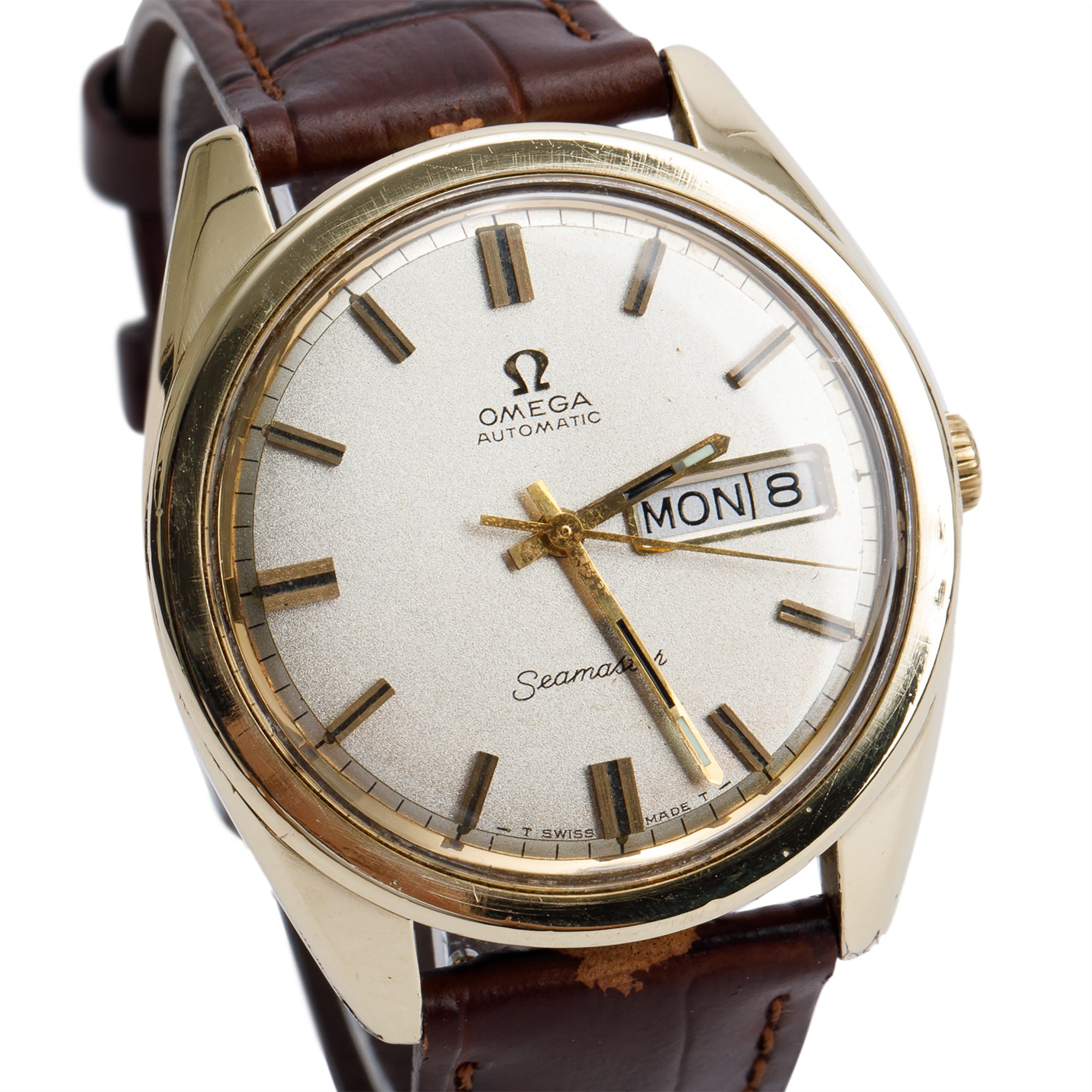 Omega Vintage Gold-Plated Stainless Steel Seamaster Day Date 36 MM Automatic Watch