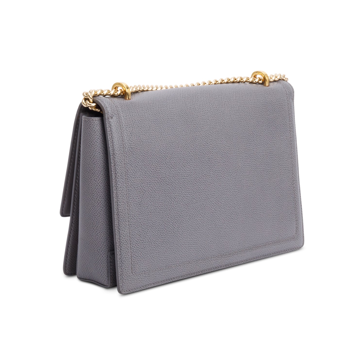 Ferragamo Grey Calfskin Leather Medium Ginny Bow Flap Bag