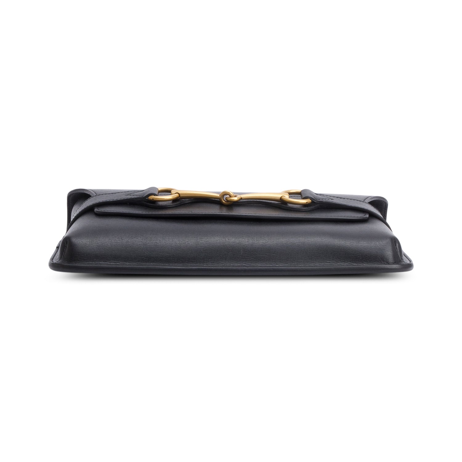 Gucci Black Leather Large Bright Brit Clutch Bag