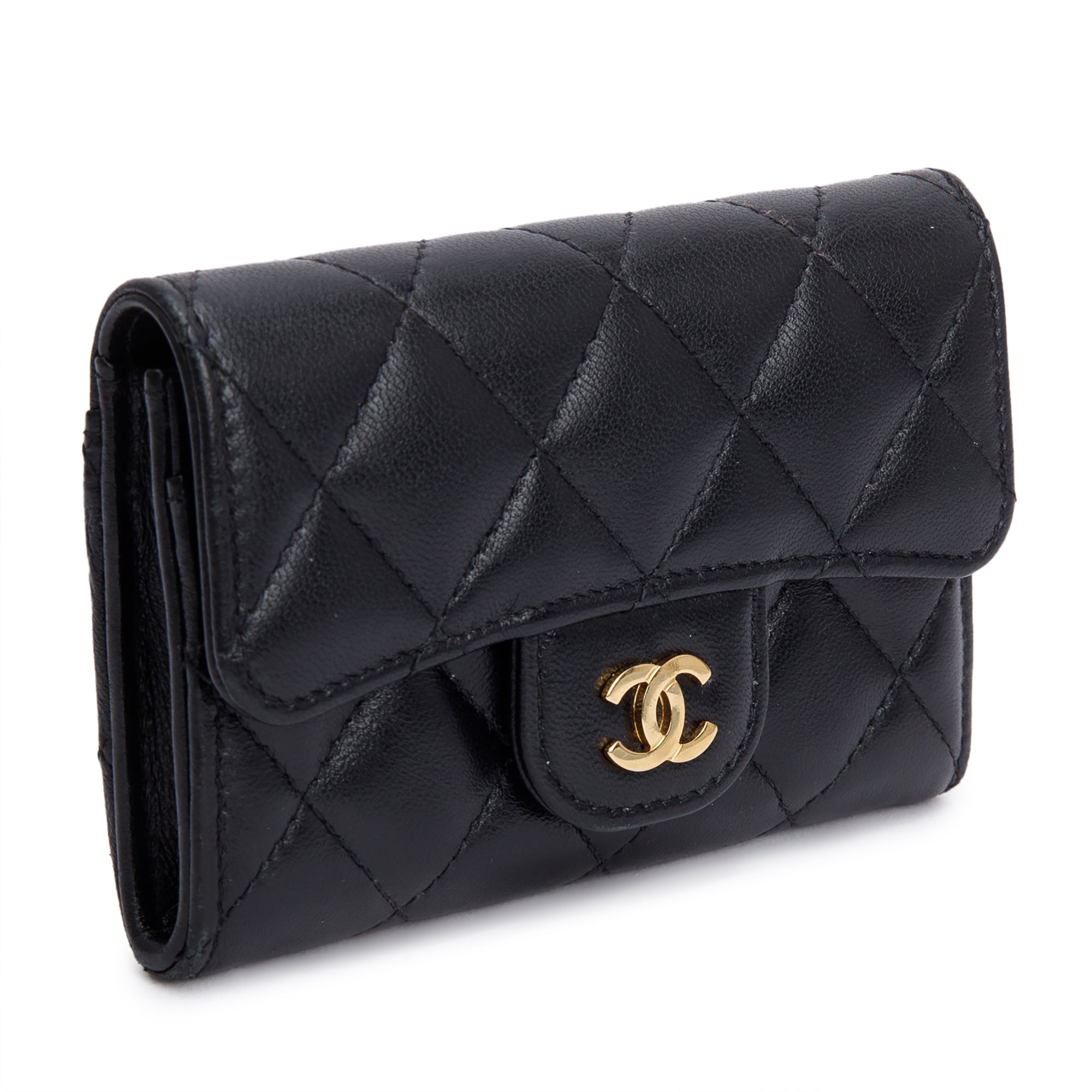 Chanel 2021 Black Quilted Lambskin Leather Classic Flap Card Holder w/ Box & Authenticity Card