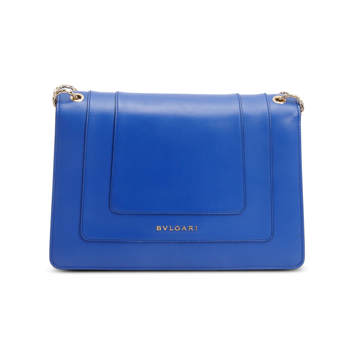 BVLGARI Blue Calfskin Leather Medium Serpenti Forever Bag