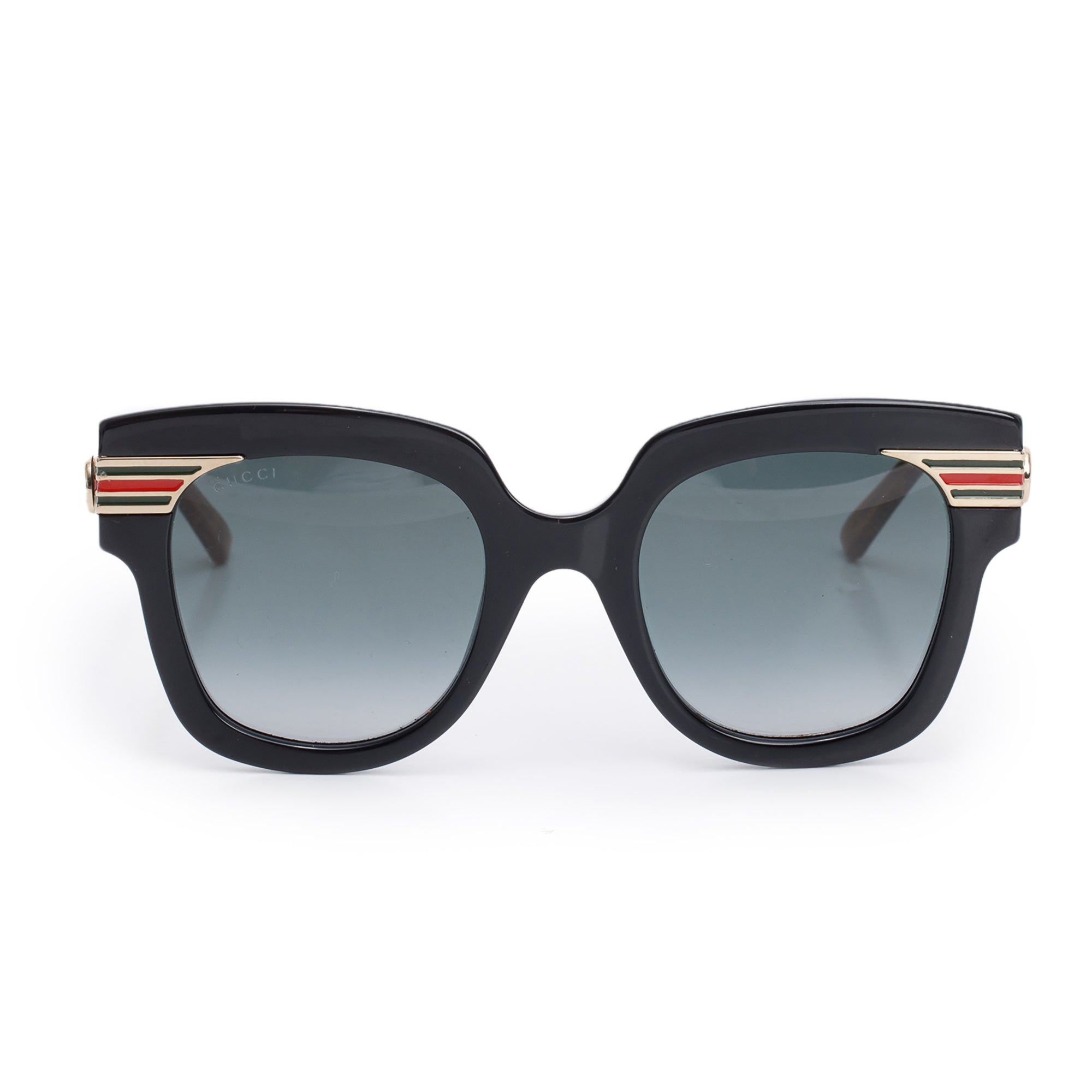 Gucci GG0281S Black Acetate Interlocking G Web Accent Oversize Square Sunglasses w/ Case