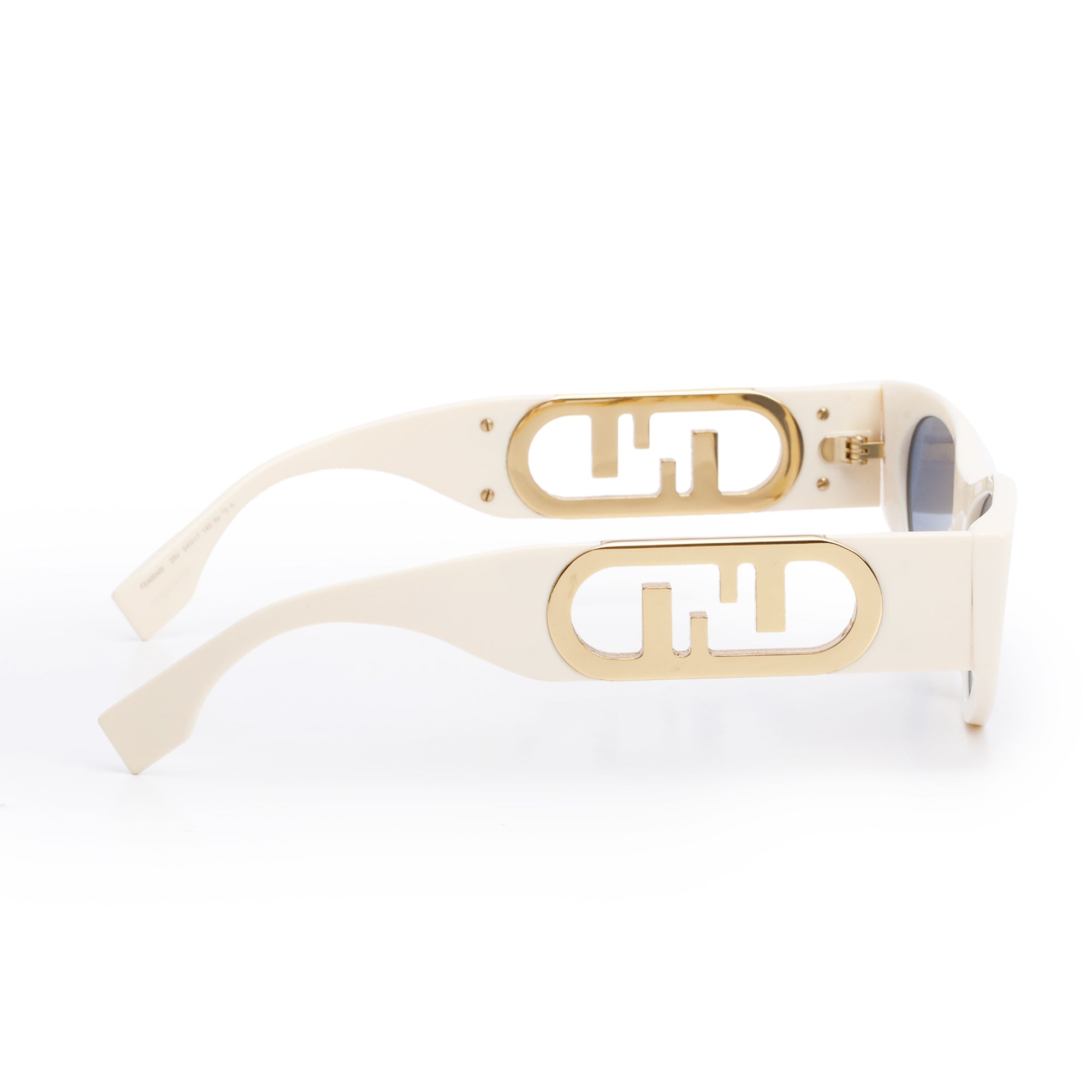 Fendi FE40049I White Acetate O'Lock Oval Sunglasses w/ Pouch