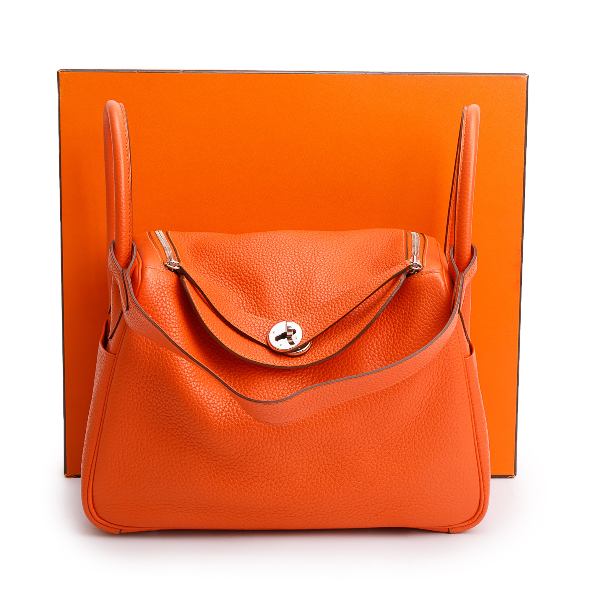 Hermes Feu Taurillon Clemence Leather Lindy 30 w/ Box & Receipt