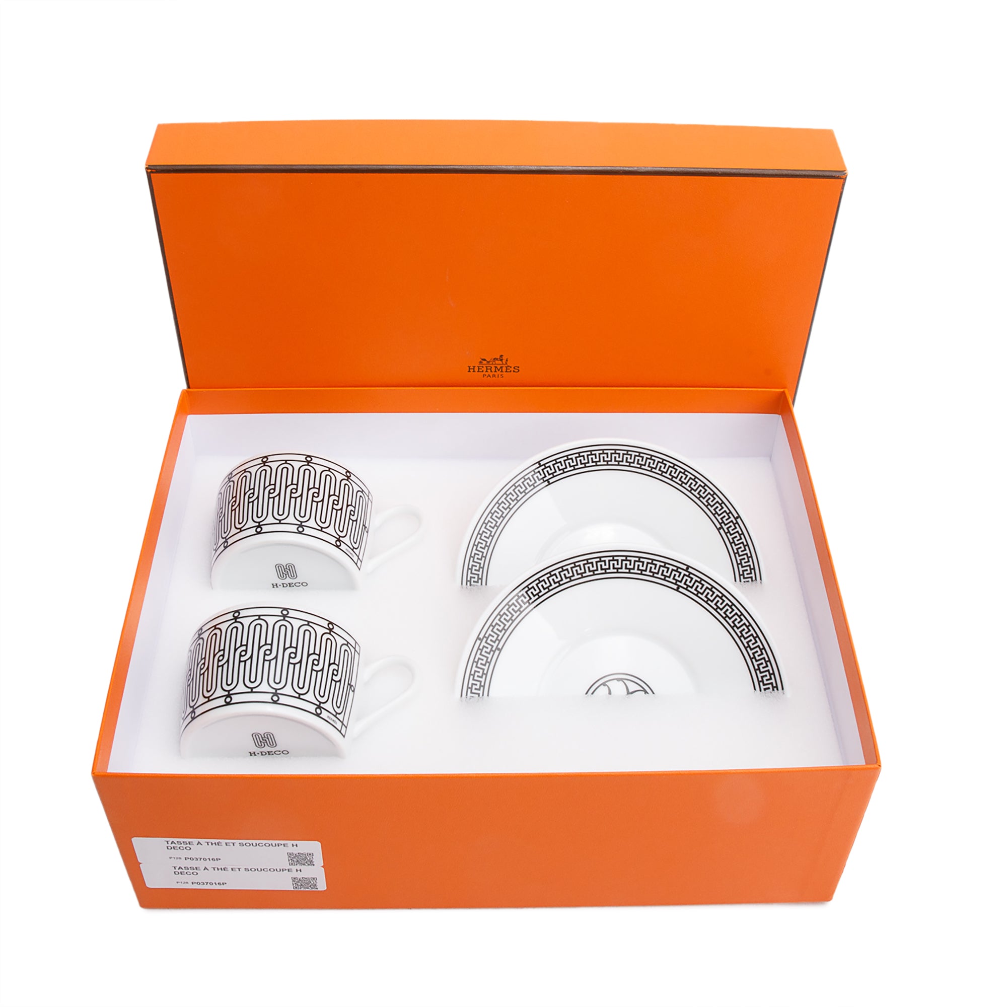 Hermes Tasse A The Et Soucoupe Porcelaine H Deco Set of 4 Tea Cups and Saucers w/ Box