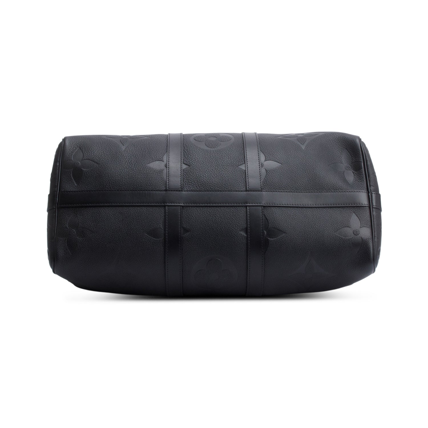 Louis Vuitton Black Embossed Monogram Giant Leather Keepall Bandouliere 45