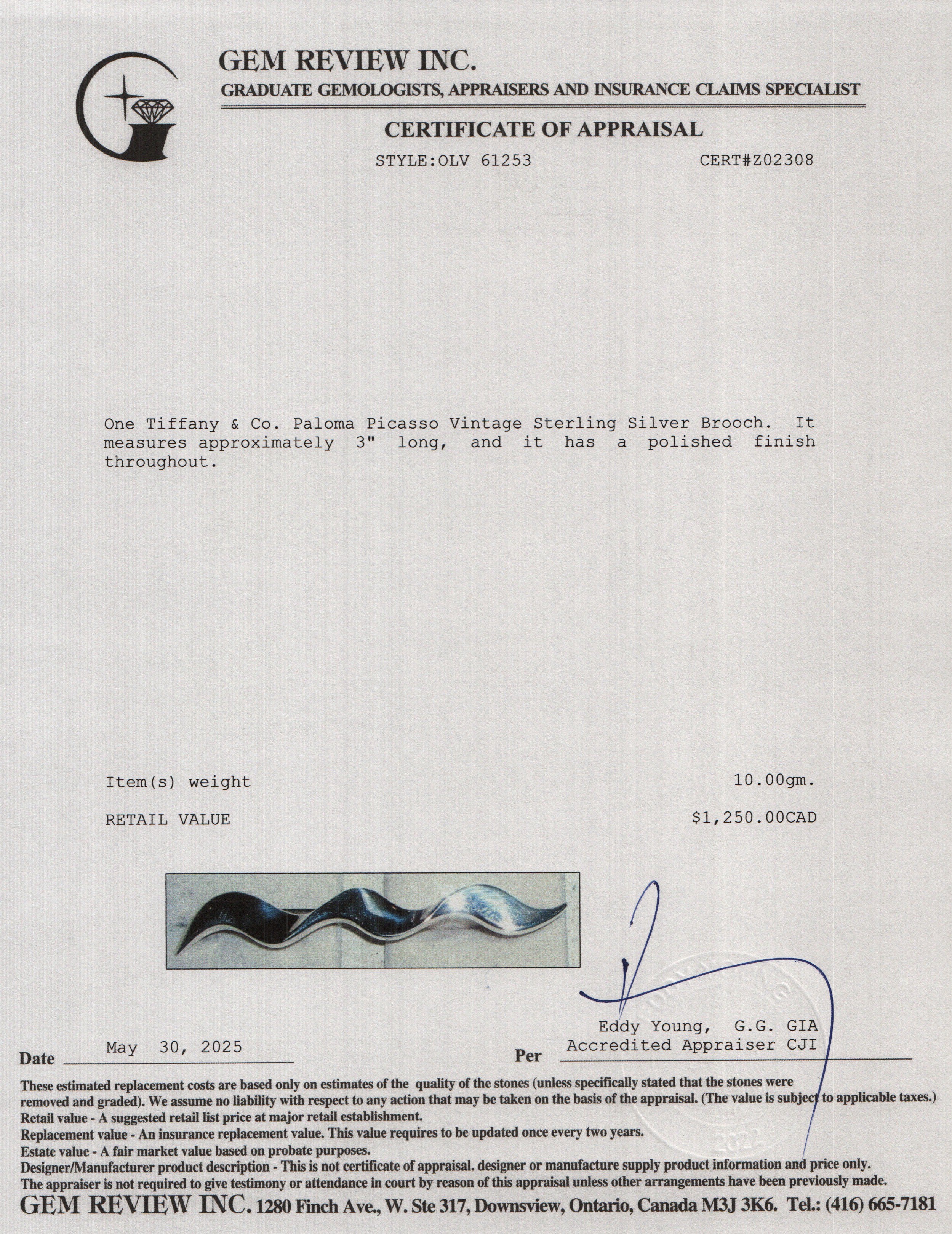 Tiffany & Co. Paloma Picasso Vintage Sterling Silver Brooch