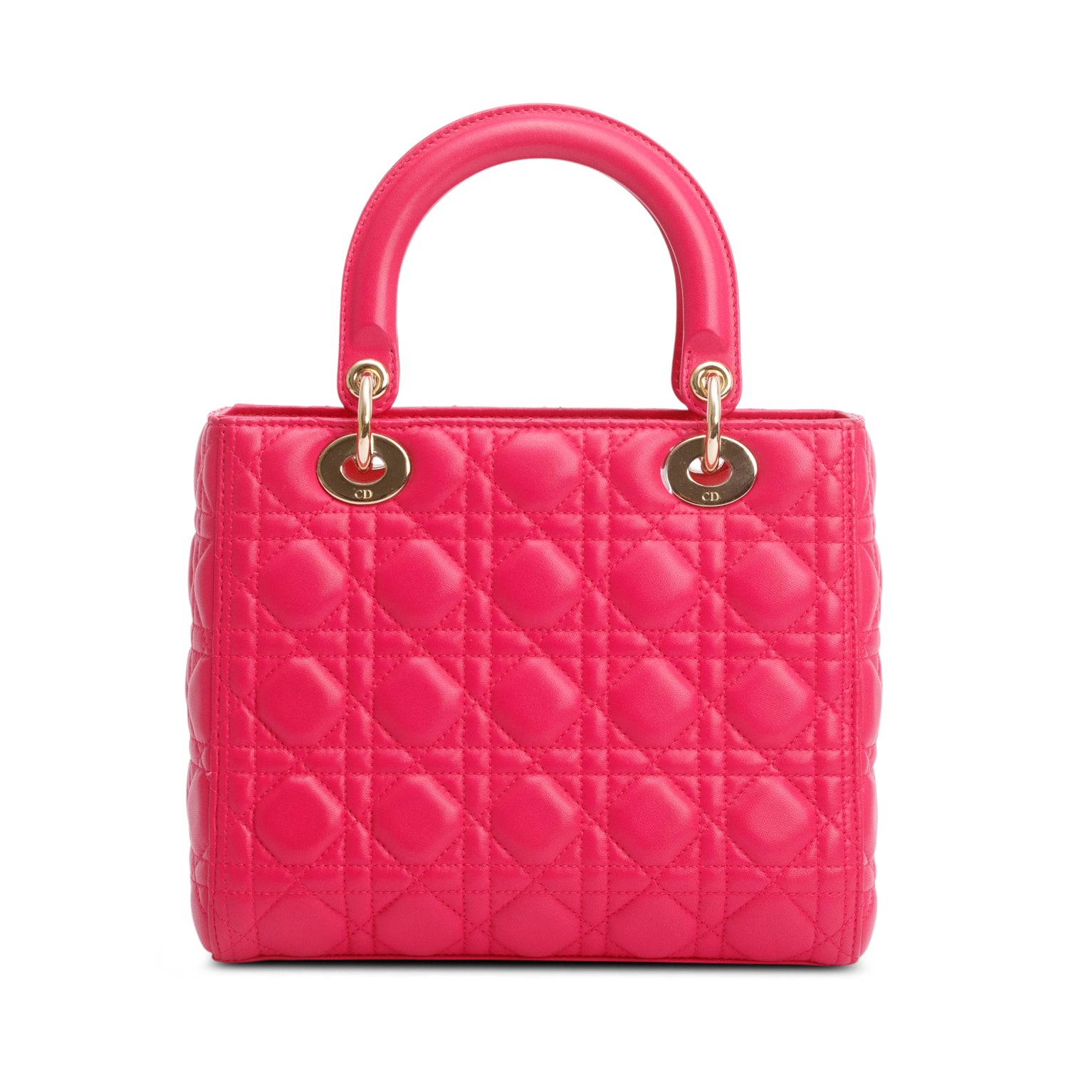 Christian Dior Pink Cannage Lambskin Leather Medium Lady Dior Bag w/ Strap