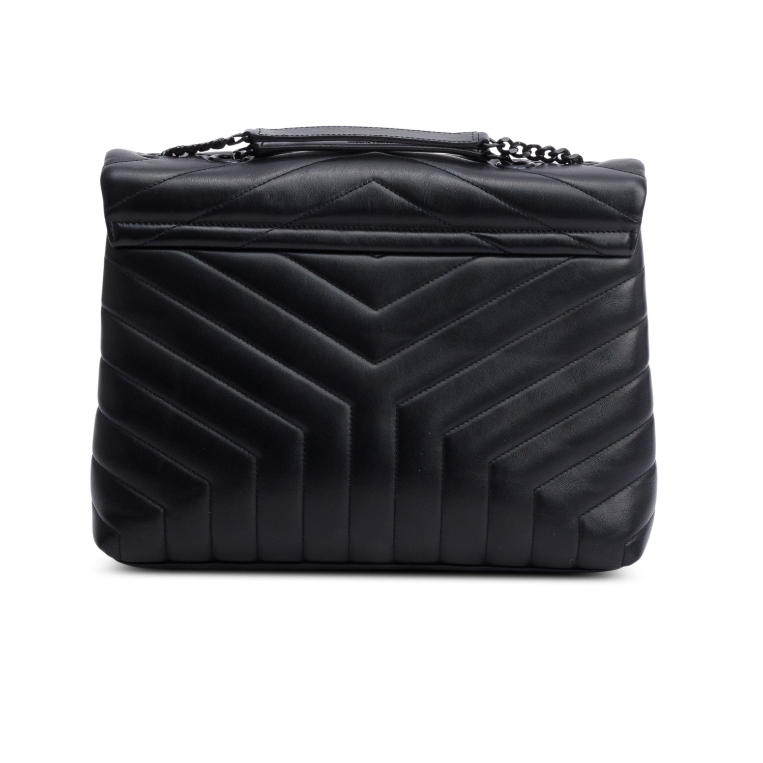 Saint Laurent Black Quilted Leather Medium Loulou Monogram Shoulder Bag w/ Box