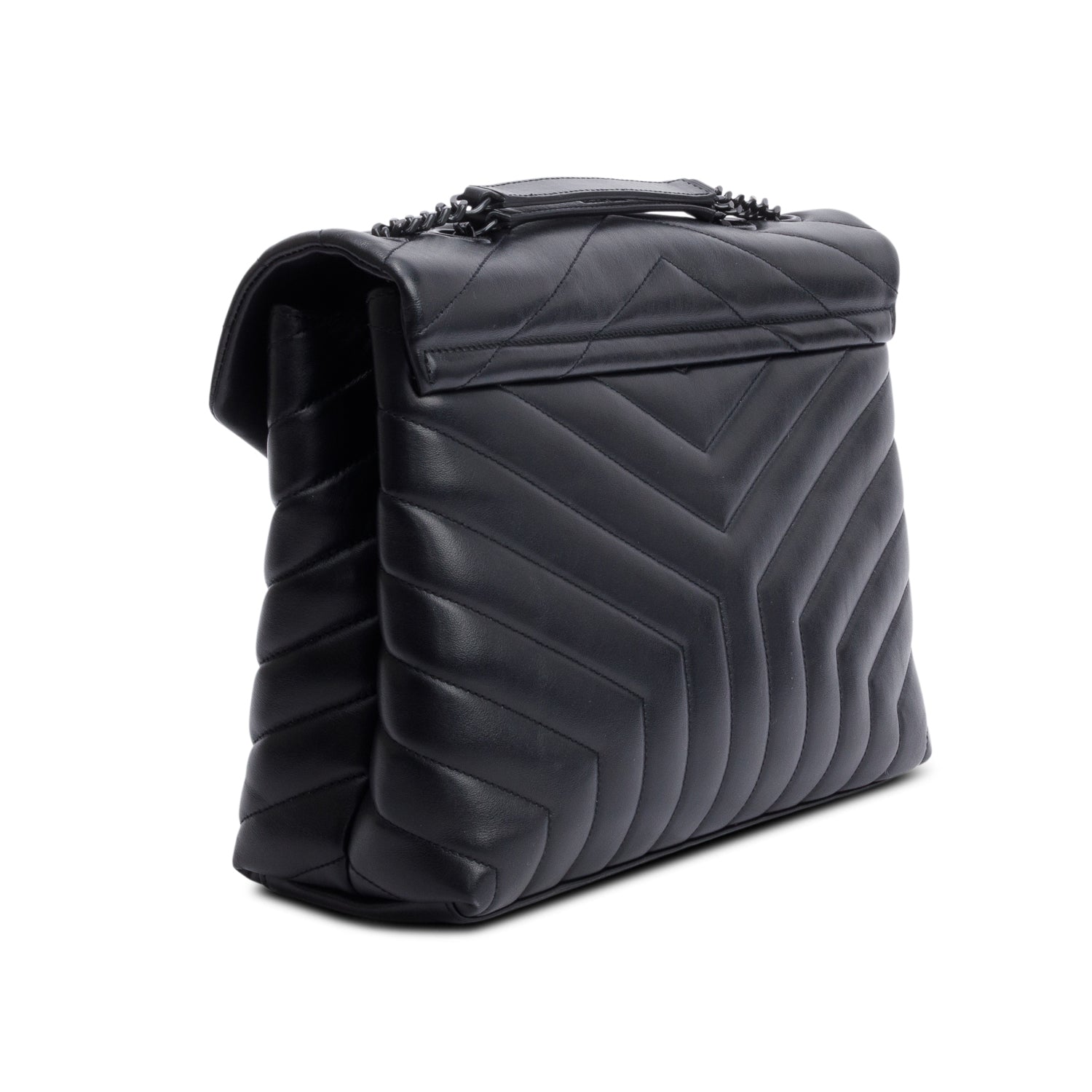 Saint Laurent Black Quilted Leather Medium Loulou Monogram Shoulder Bag w/ Box