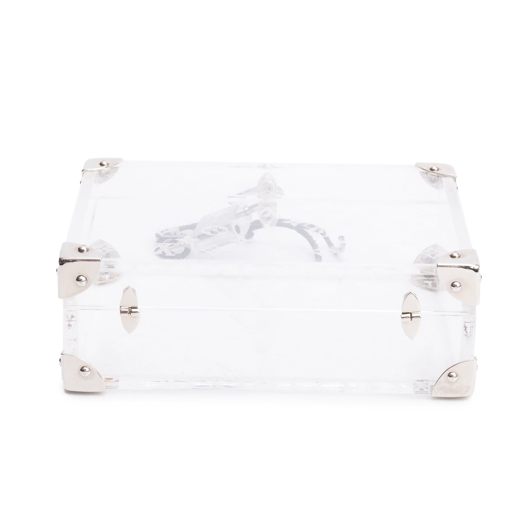 Louis Vuitton Transparent Monogram Plexiglass Mini Trunk Letter Box w/ Leather Envelope & Box