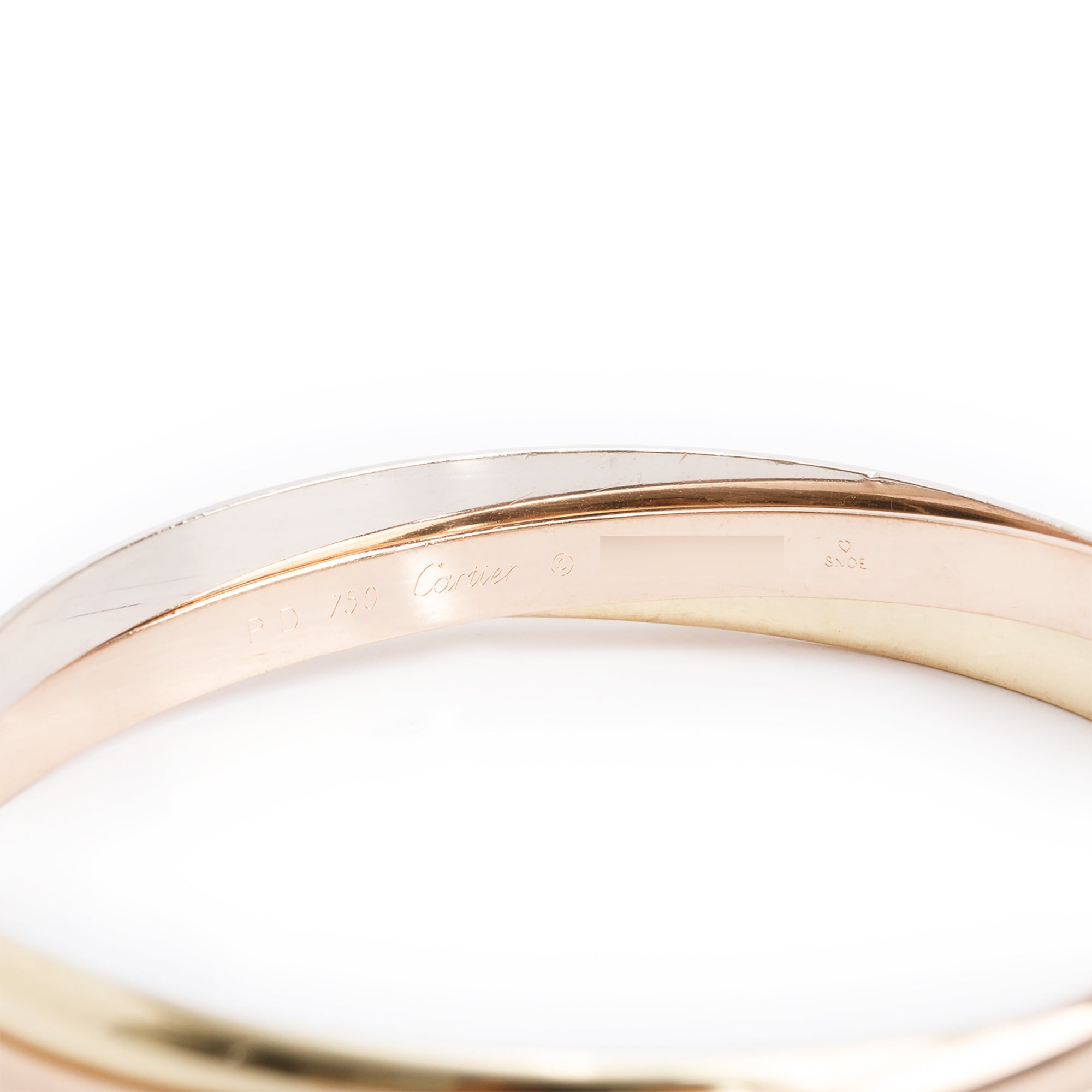Cartier Vintage 18k White, Yellow & Rose Gold Trinity Bracelet, Classic Model