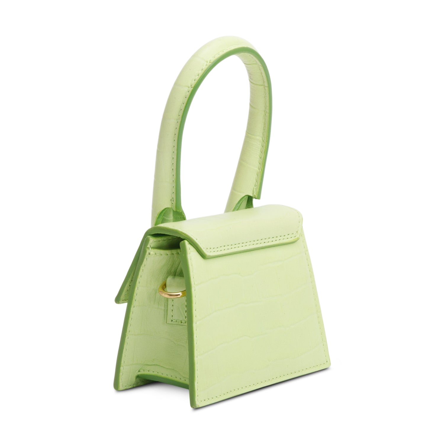 Jacquemus Green Croc-Embossed Leather Mini Signature Le Chiquito Handle Bag w/ Strap
