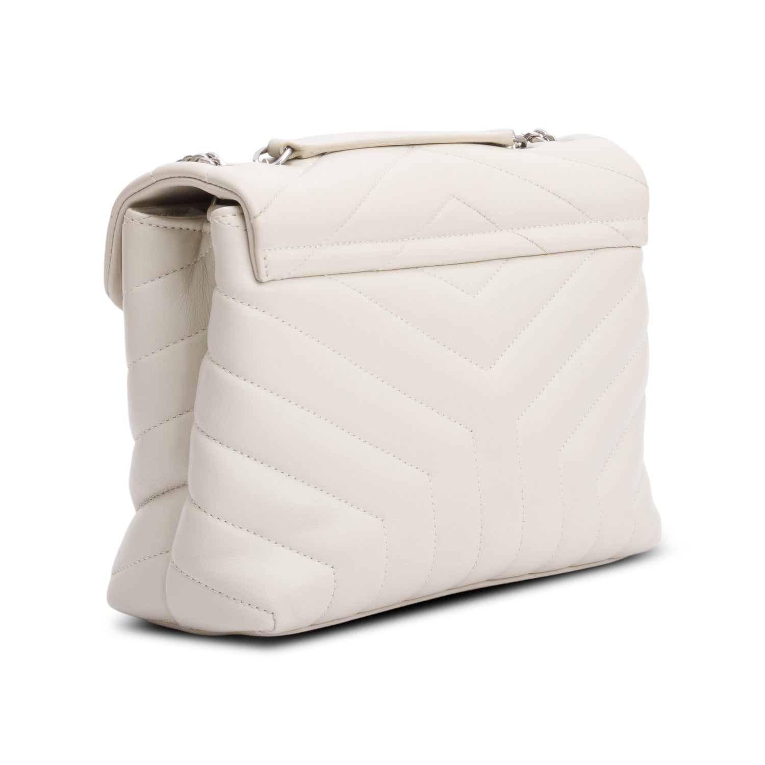 Saint Laurent 2022 White Y Quilted Leather Small Loulou Shoulder Bag