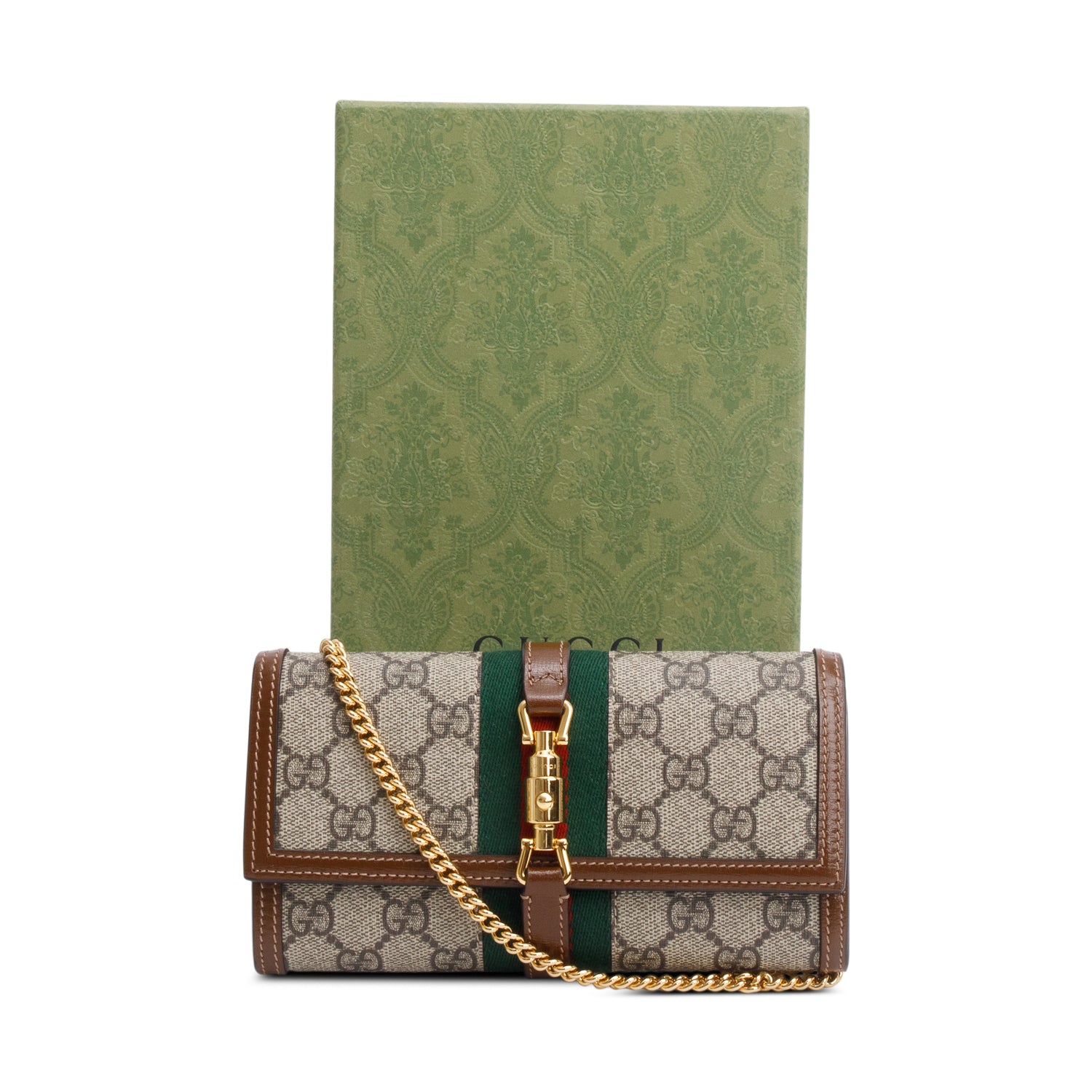 Gucci GG Supreme Web Jackie 1961 Wallet on Chain w/ Box