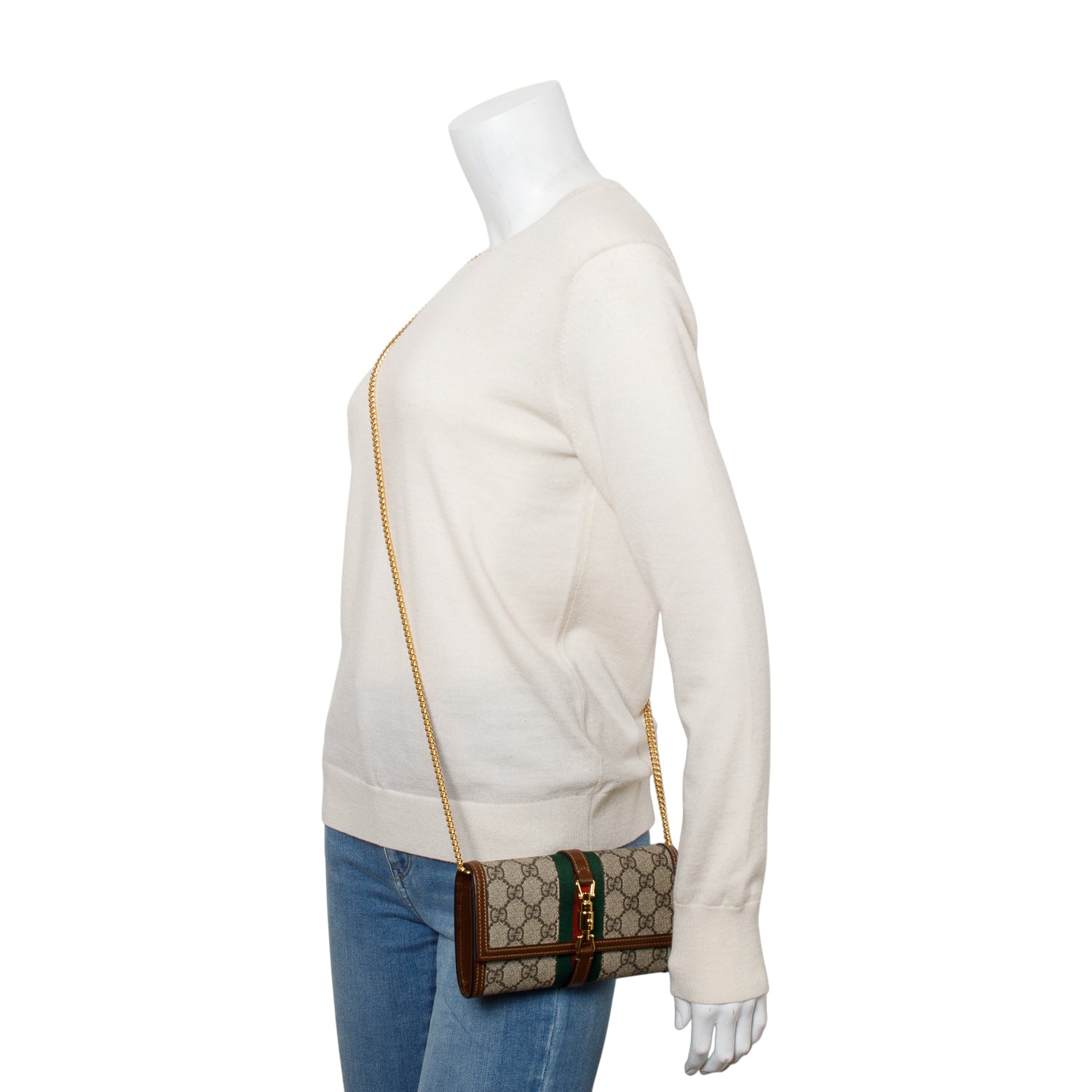 Gucci GG Supreme Web Jackie 1961 Wallet on Chain w/ Box