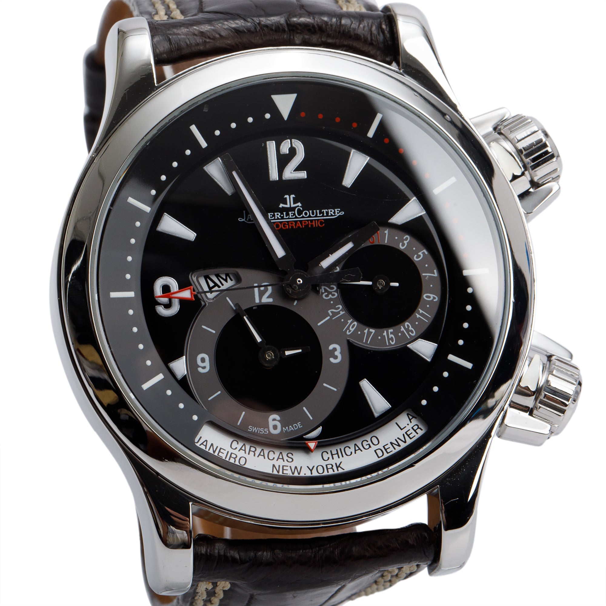 Jaeger LeCoultre Stainless Steel Master Compressor Geographic 41 MM Automatic Watch