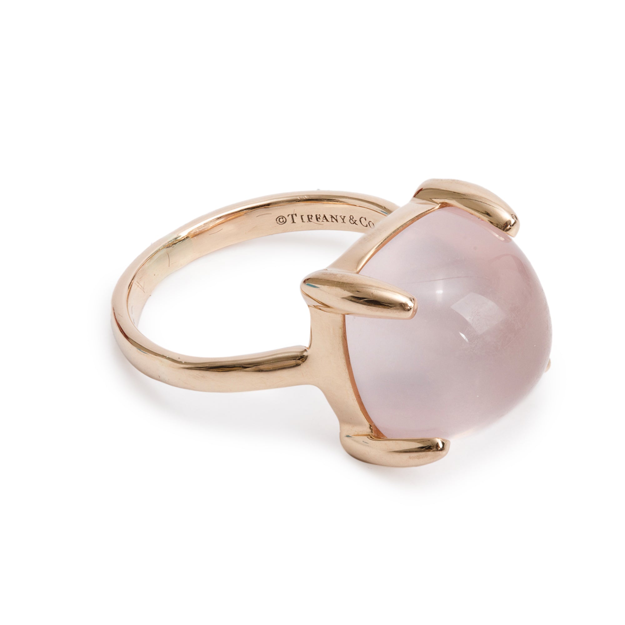 Tiffany & Co. Paloma Picasso 18k Rose Gold Rose Quartz Sugar Stacks Ring, Size 6 w/ Box