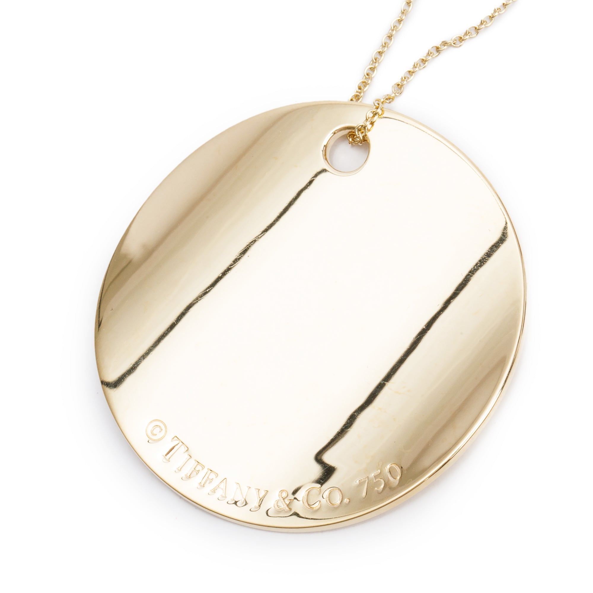 Tiffany & Co. 18k Yellow Gold Large Notes Round Pendant Necklace w/ Box