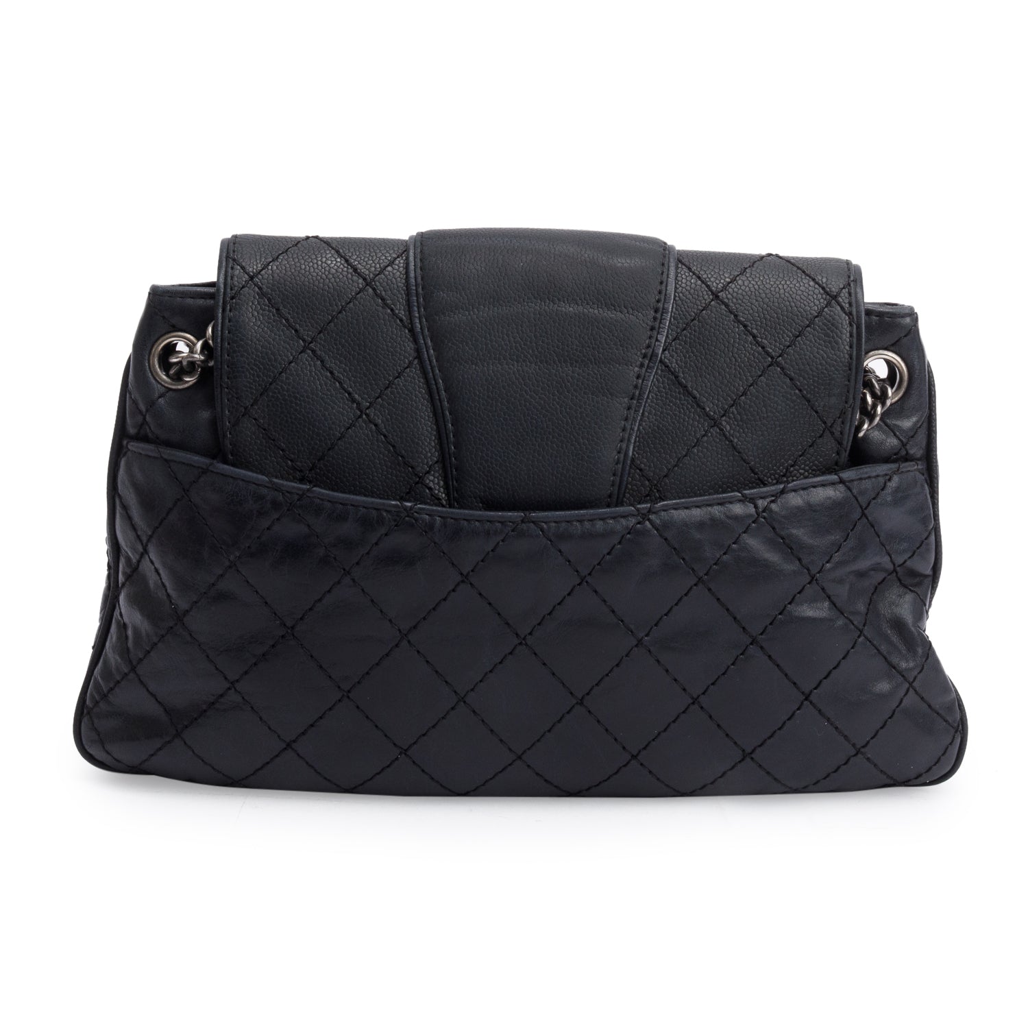 Chanel Black Aged Calfskin Leather Medium Bubble Graphic Messenger Bag w/ Authnticity Card