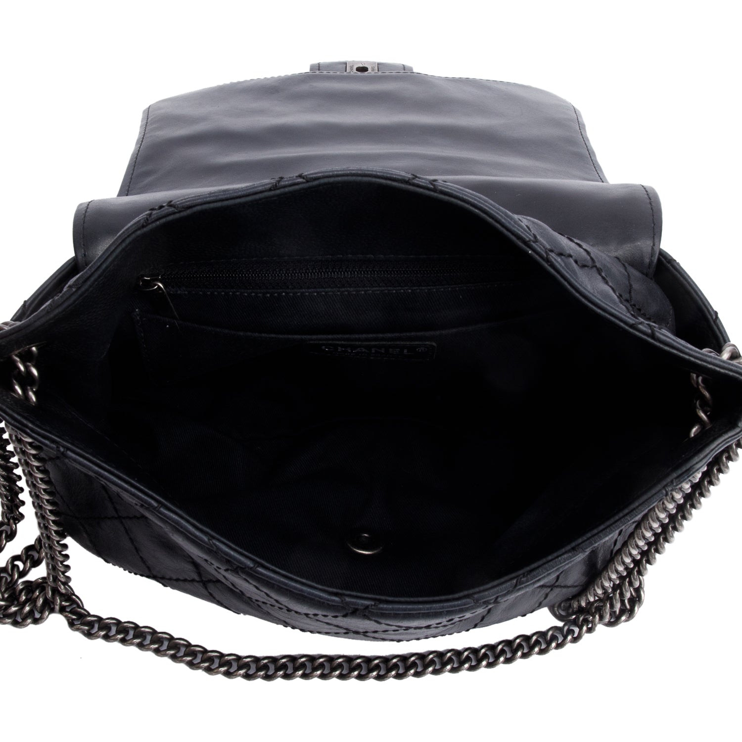 Chanel Black Aged Calfskin Leather Medium Bubble Graphic Messenger Bag w/ Authnticity Card