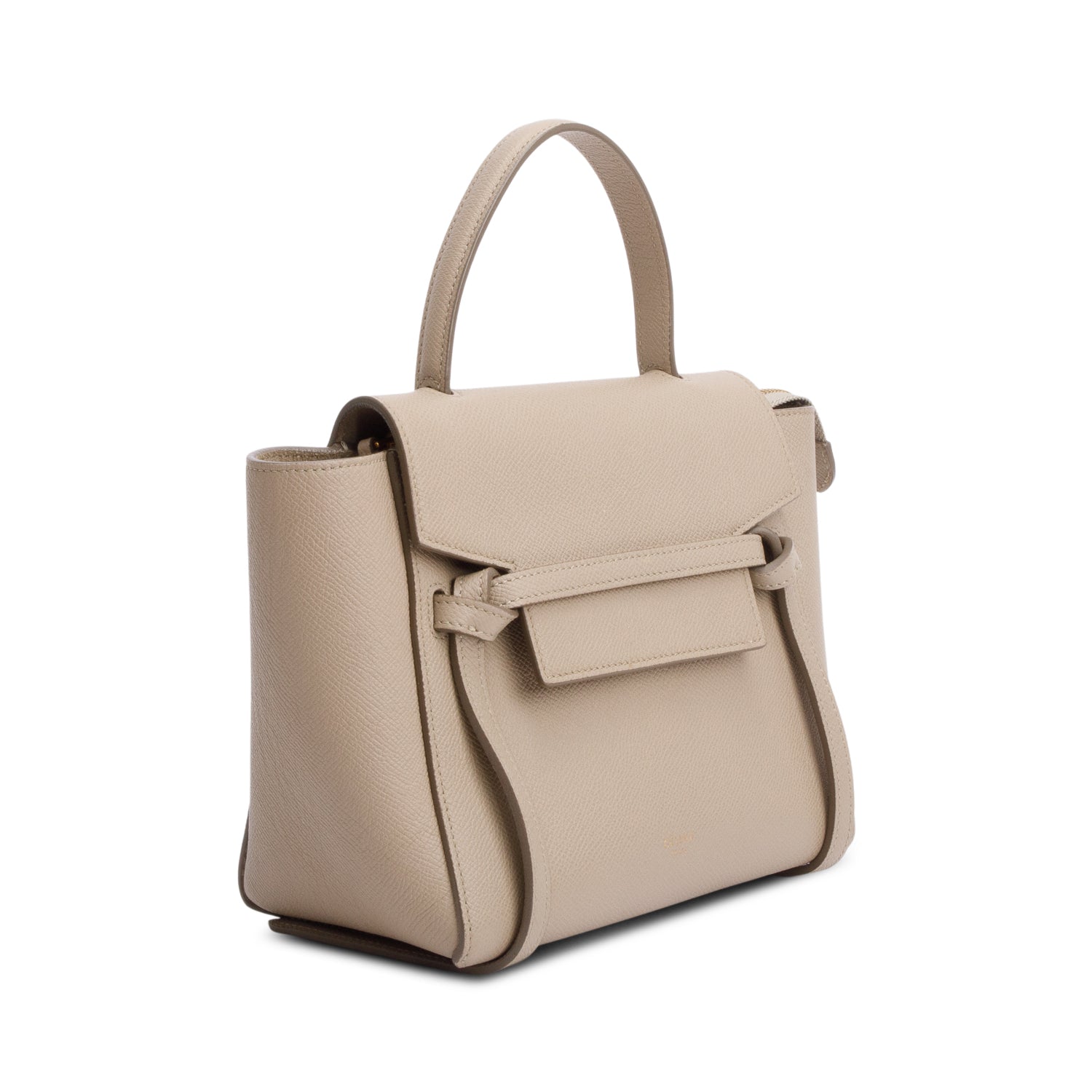Celine Beige Grained Calfskin Leather Nano Belt Bag w/ Strap