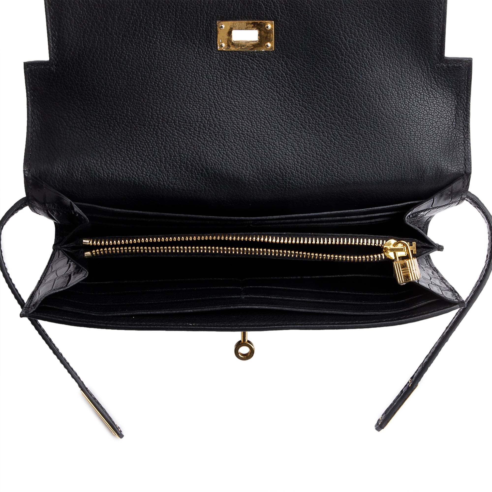 Hermes 2020 Noir Matte Alligator Classic Kelly Longue Wallet