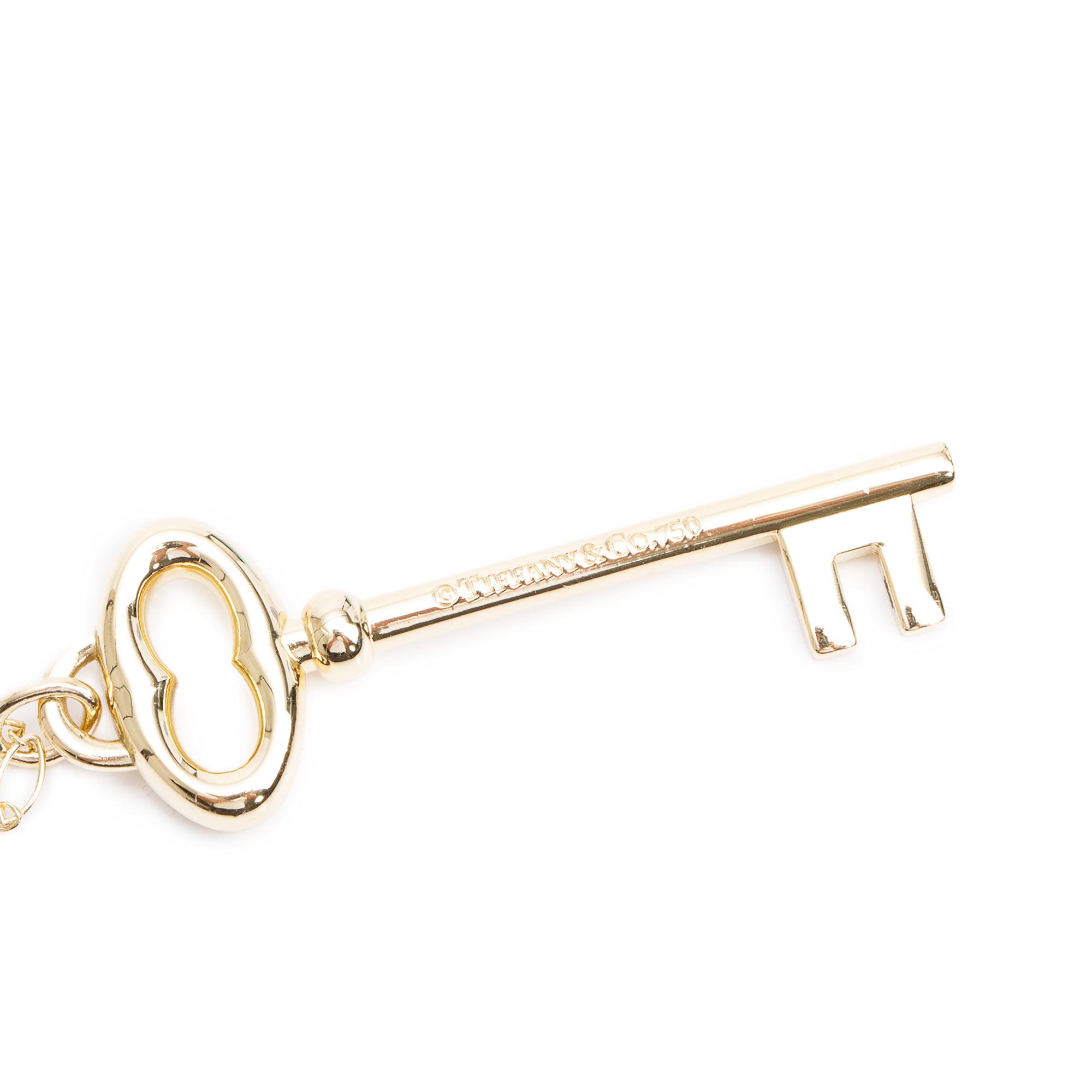 Tiffany & Co. 18k Yellow Gold Vintage Oval Key Pendant Necklace w/ Box