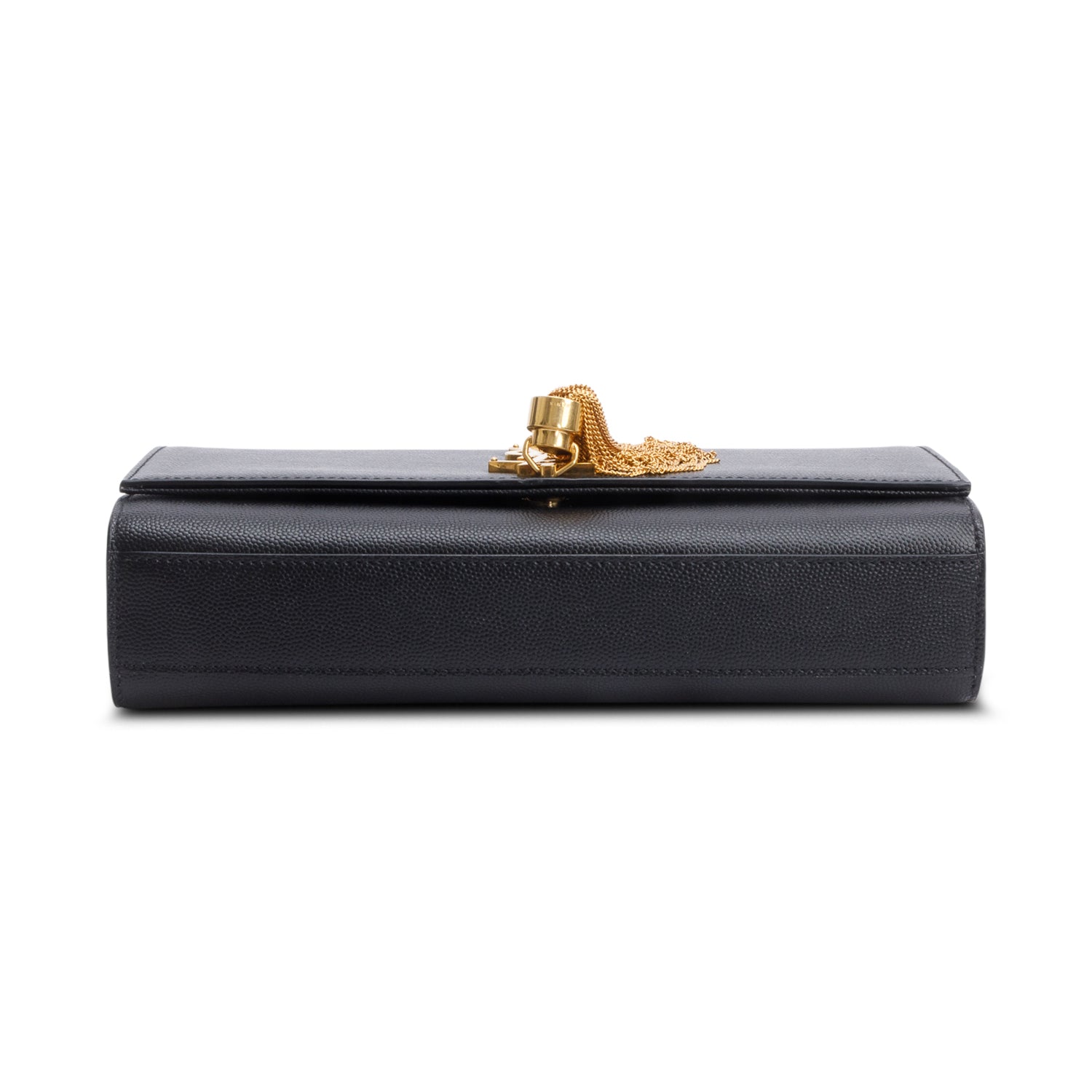 Saint Laurent 2022 Black Grain De Poudre Leather Medium Classic Monogram Kate Tassel Chain Bag w/ Box