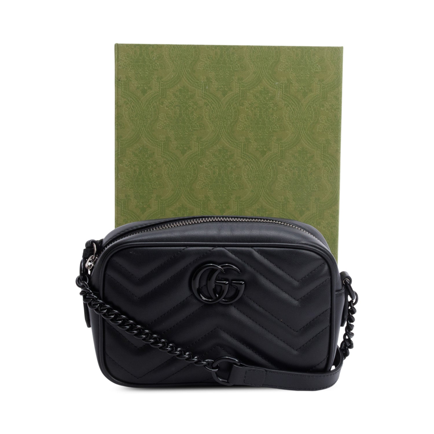 Gucci Black GG Marmont Matelasse Mini Camera Bag w/ Box