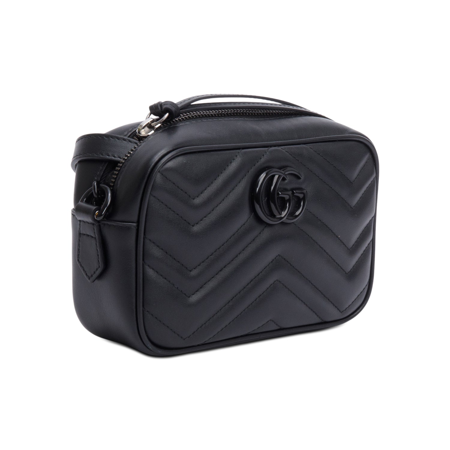 Gucci Black GG Marmont Matelasse Mini Camera Bag w/ Box