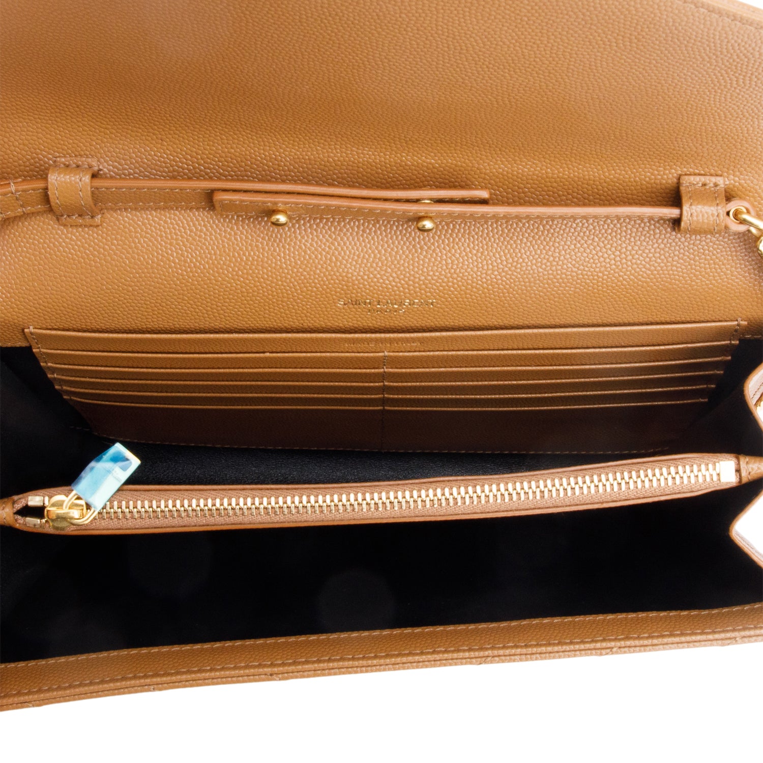 Saint Laurent Brown Cassandre Matelasse Envelope Chain Wallet w/ Box