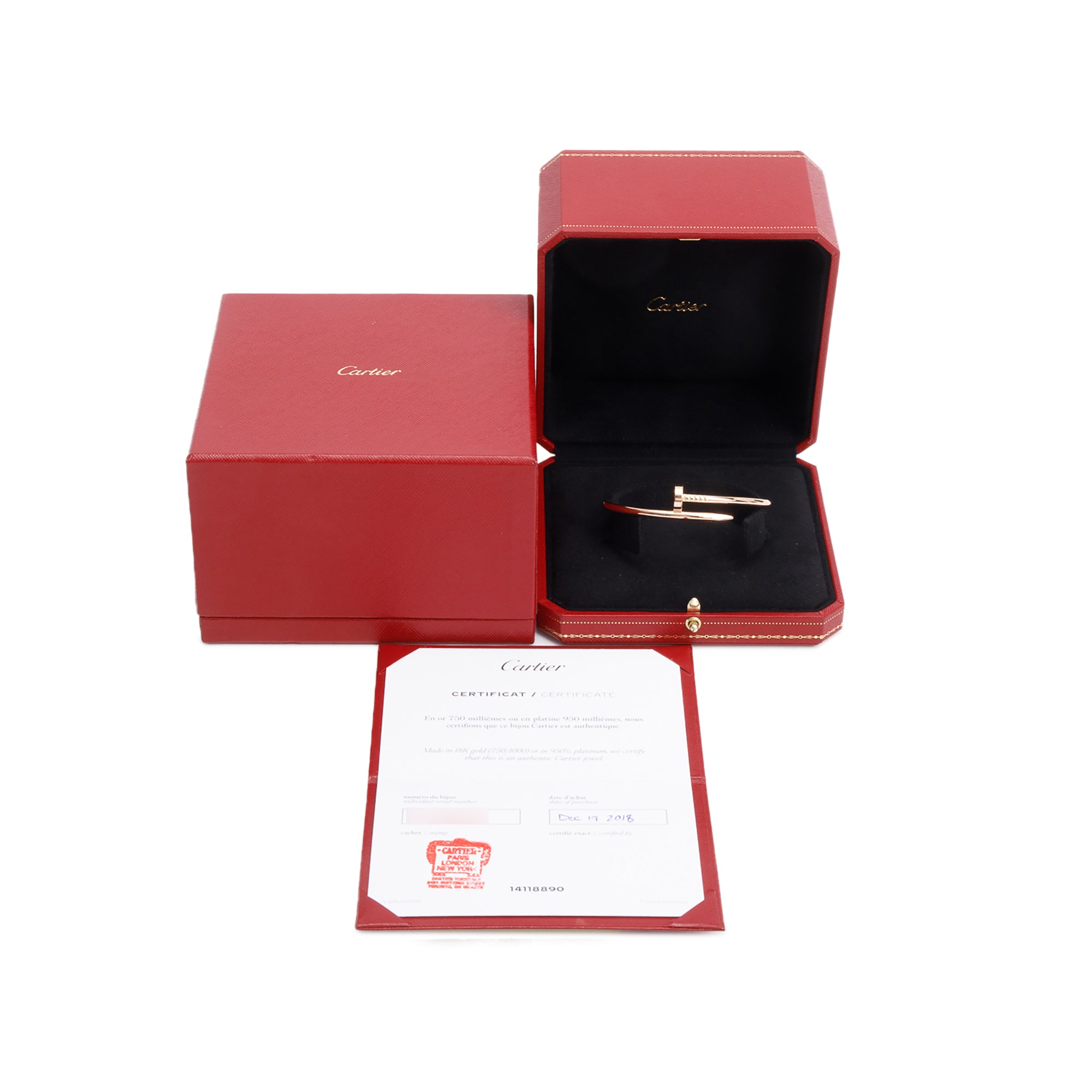 Cartier 18k Rose Gold Juste Un Clou Bracelet, Size 18 w/ Box & Certificate