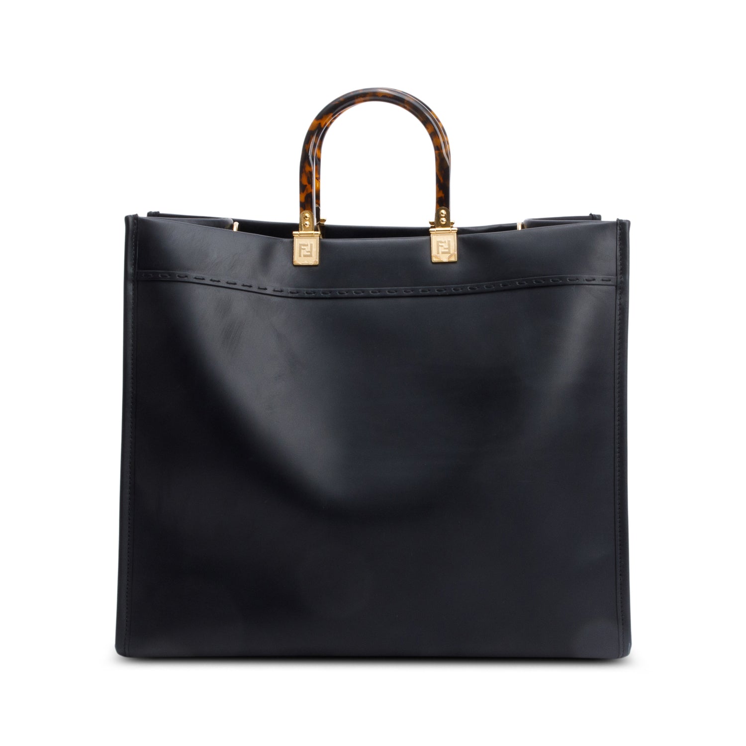 Fendi Black Calfskin Leather Large Sunshine Tote Bag