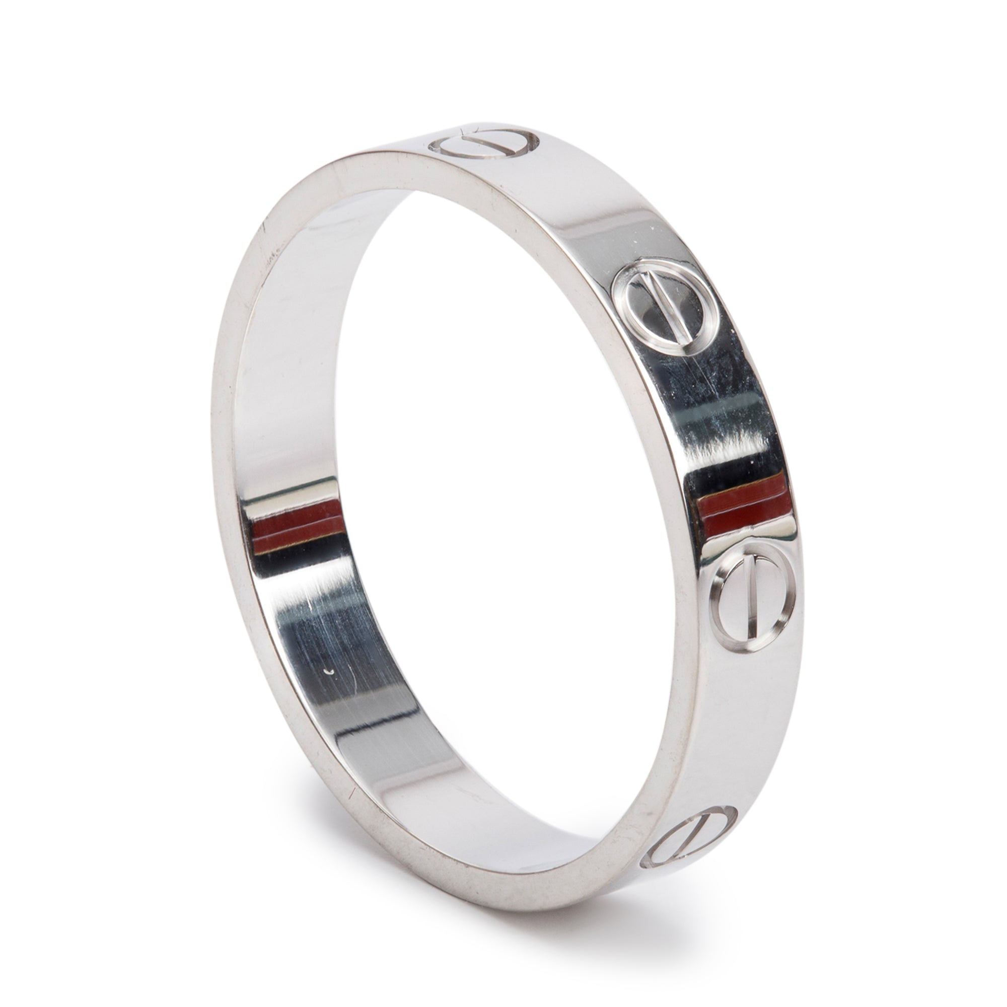 Cartier 18k White Gold 3.6 MM Love Wedding Band Ring, Size 57 8 w/ Box & Receipt