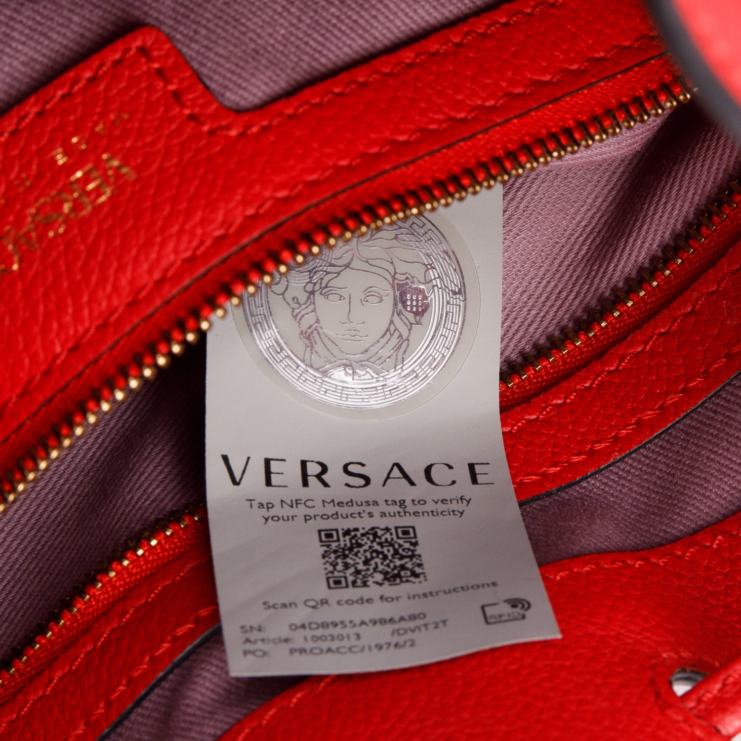 Versace Red Calfskin Leather Large La Medusa Bucket Bag