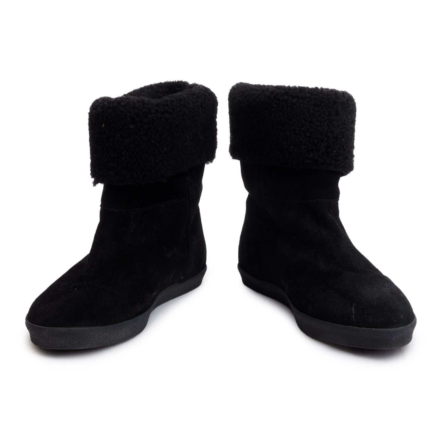 Burberry Black Suede Stanleigh Weather Ankle Boots, Size 39 w/ Box