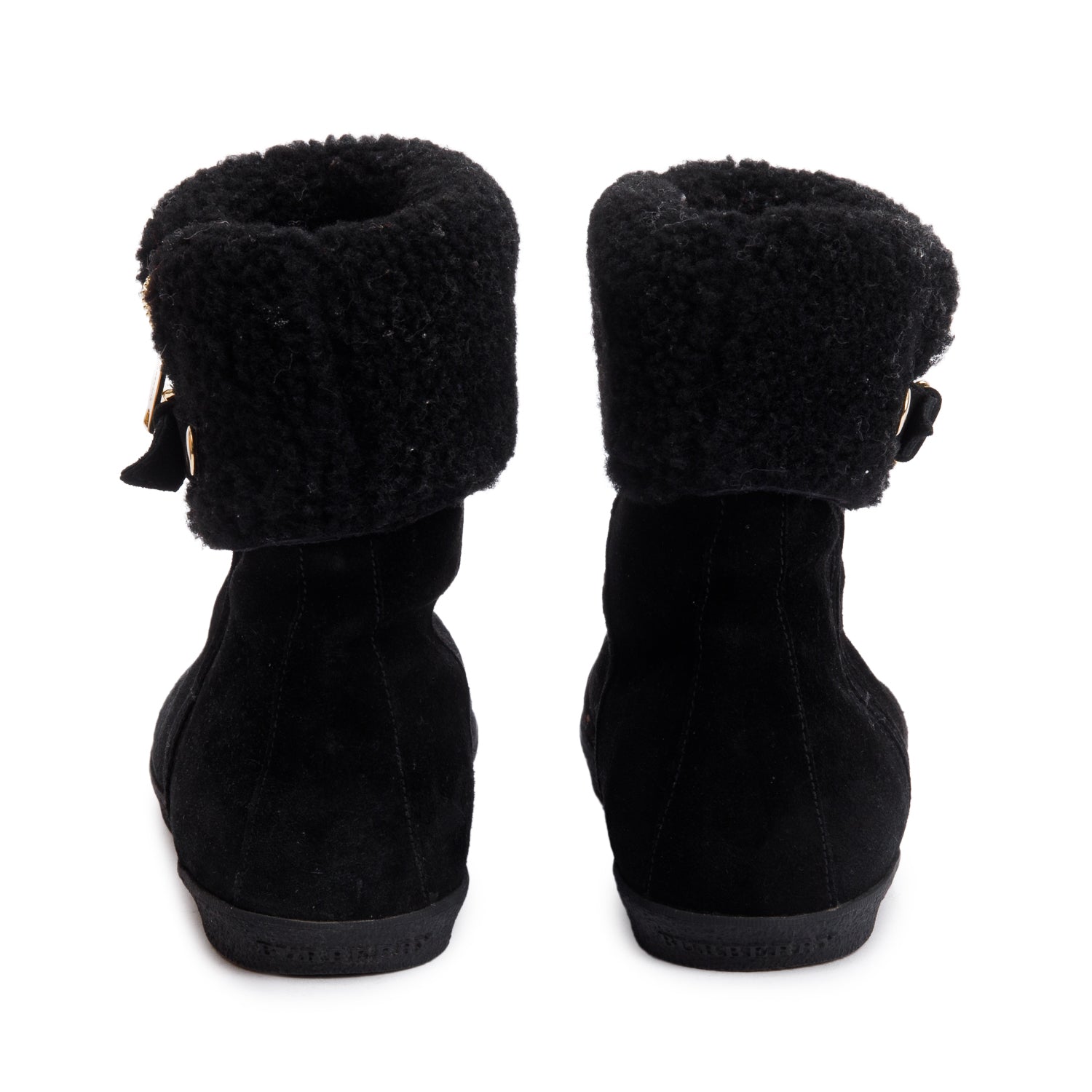 Burberry Black Suede Stanleigh Weather Ankle Boots, Size 39 w/ Box