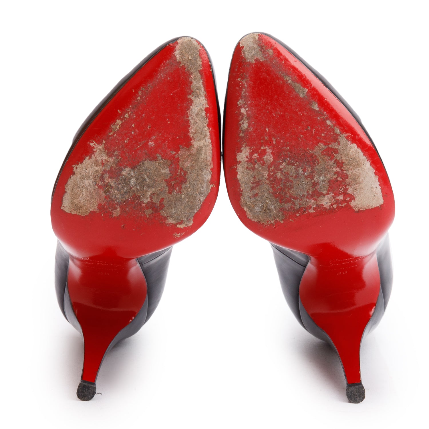 Christian Louboutin Black Patent Leather Decollete Jazz Pumps, Size 38 w/ Box