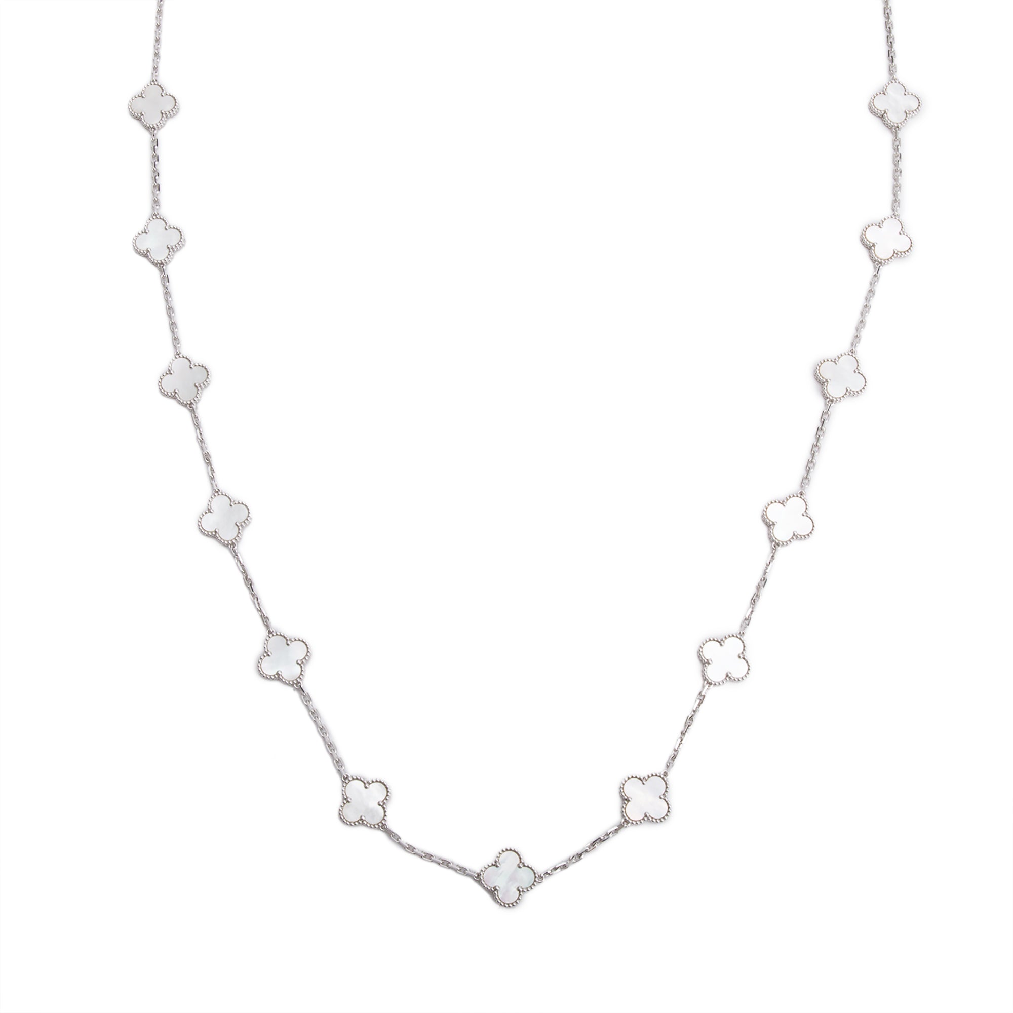 Van Cleef & Arpels 18k White Gold Vintage Alhambra 20 Motif Mother