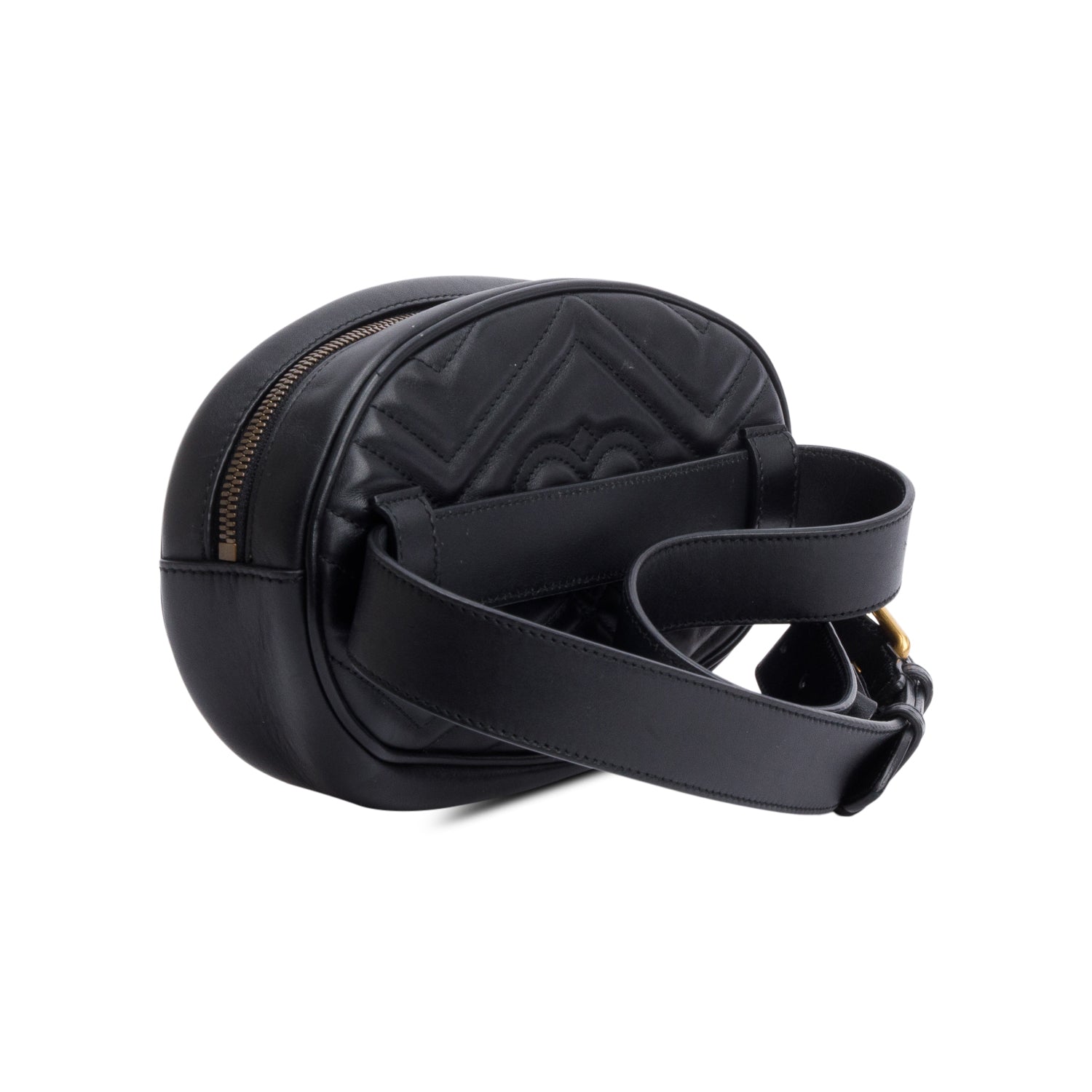 Gucci Black Large GG Marmont Matelasse Leather Belt Bag, Size 85 34