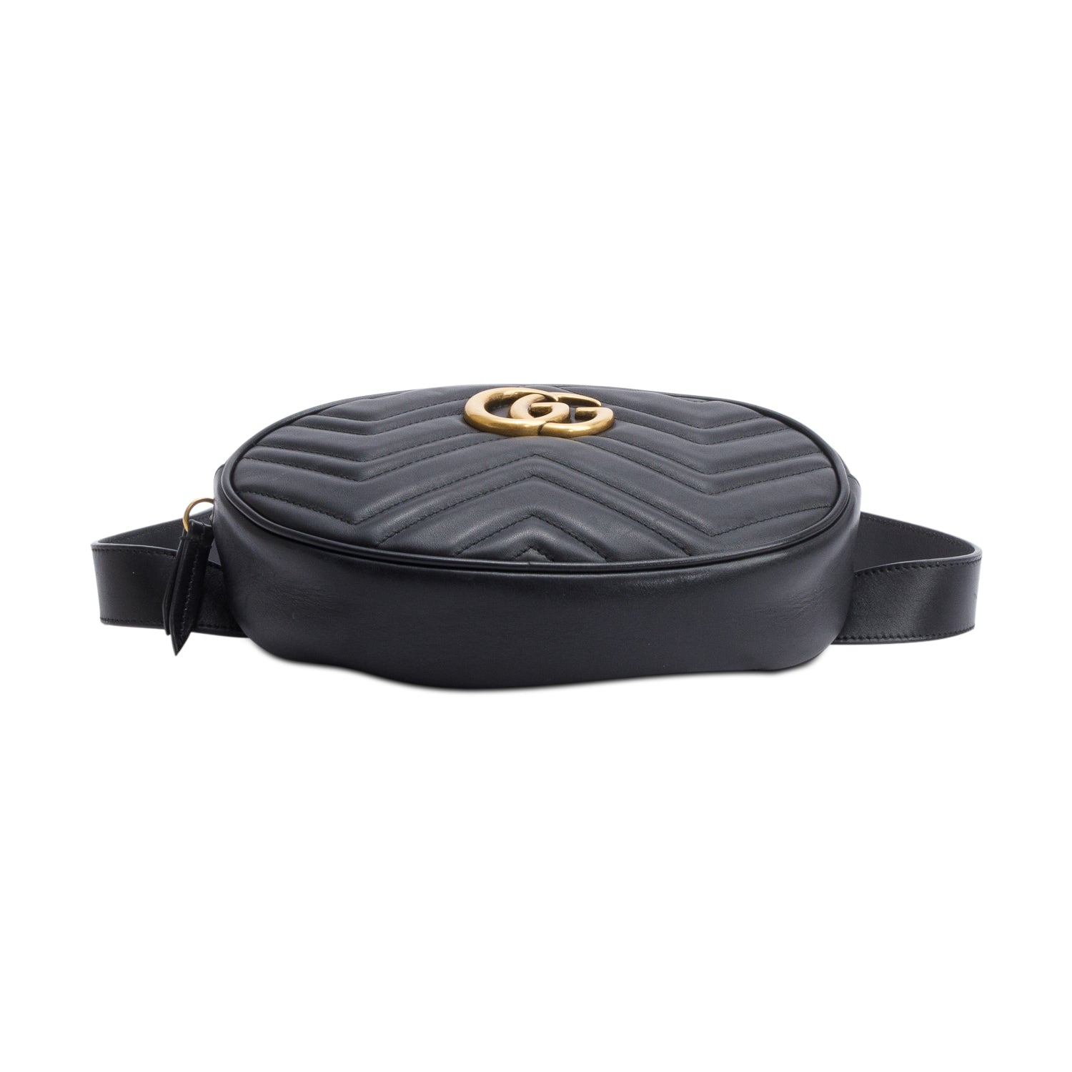 Gucci Black Large GG Marmont Matelasse Leather Belt Bag, Size 85 34