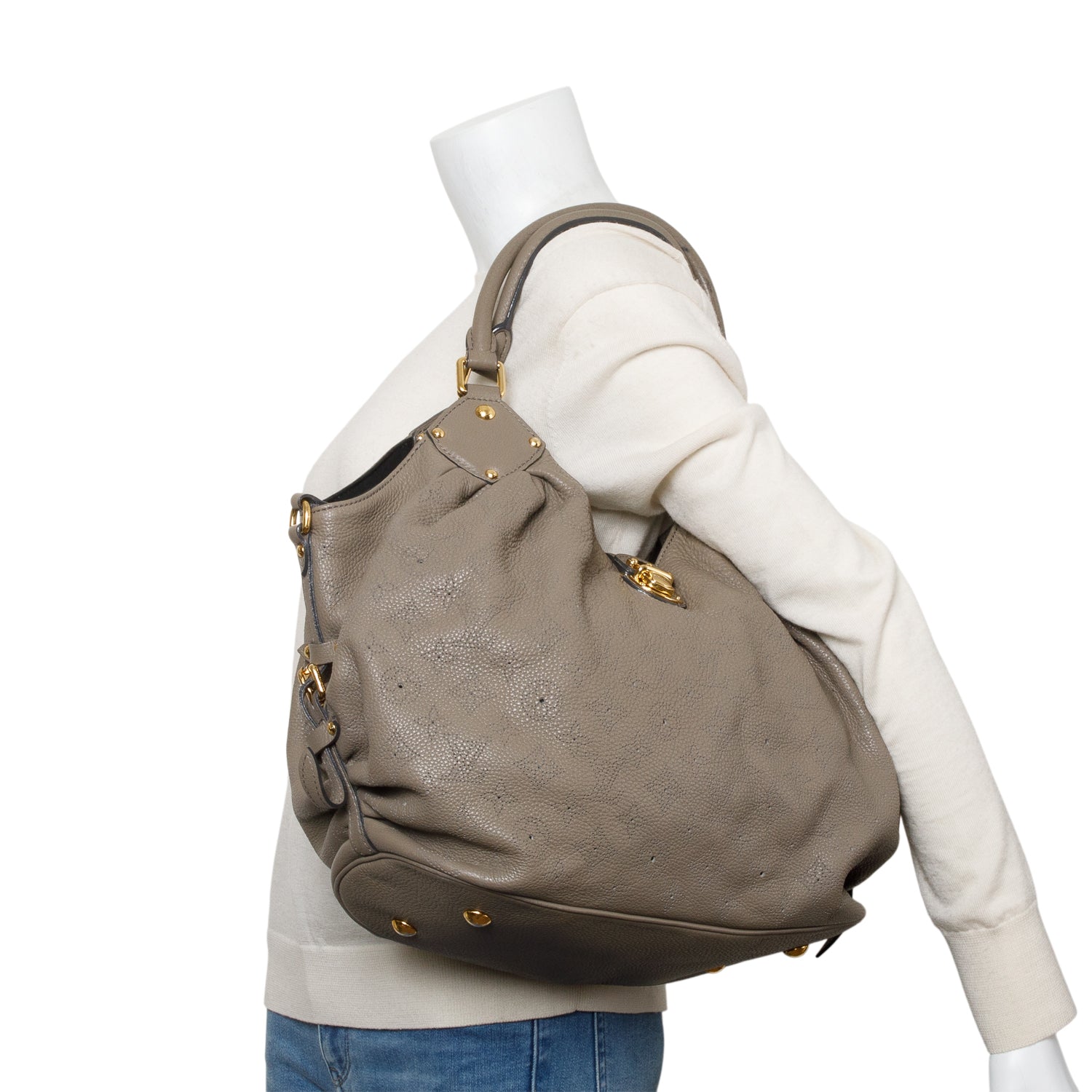 Louis Vuitton Taupe Mahina Leather L Hobo