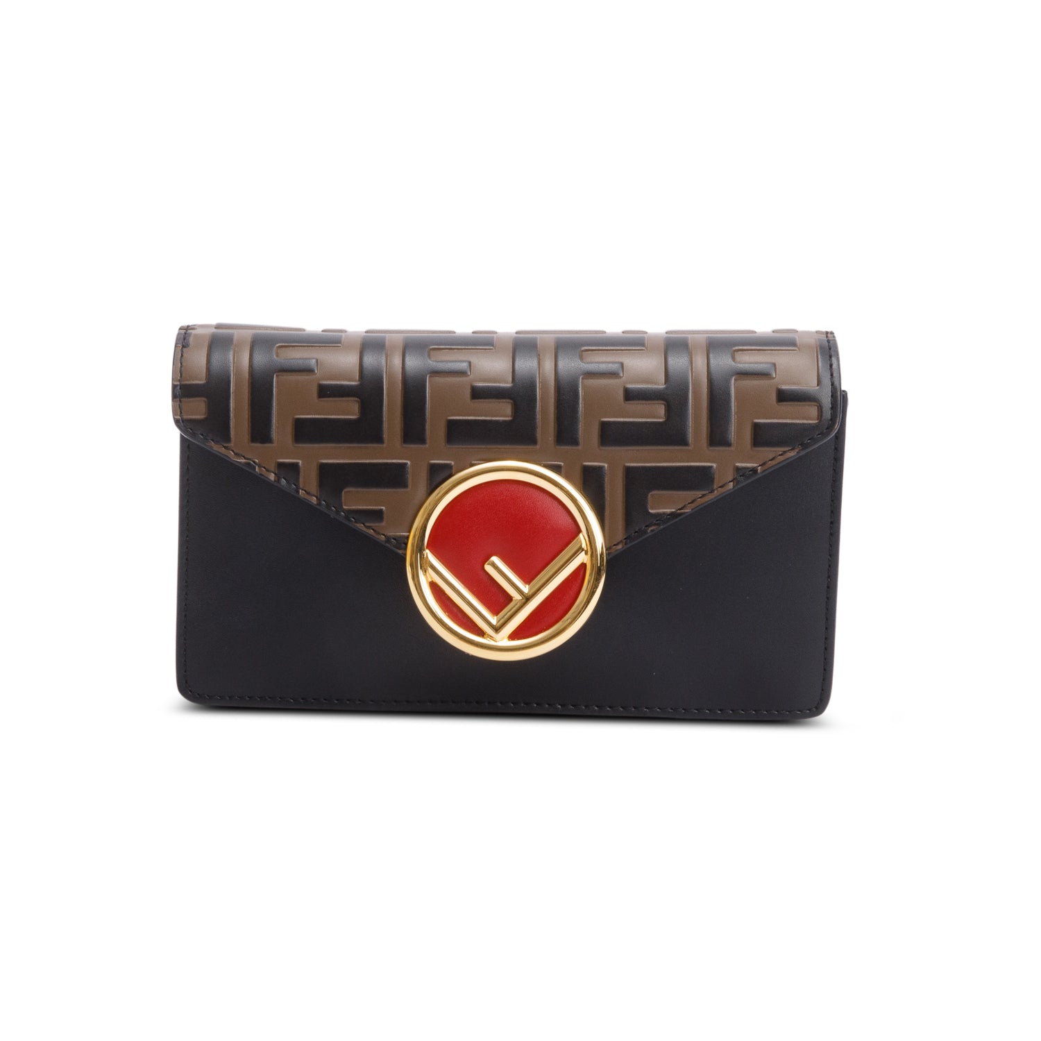 Fendi Brown/Black FF 1974 Embossed Leather F is Fendi Belt Bag w/ Strap & Box