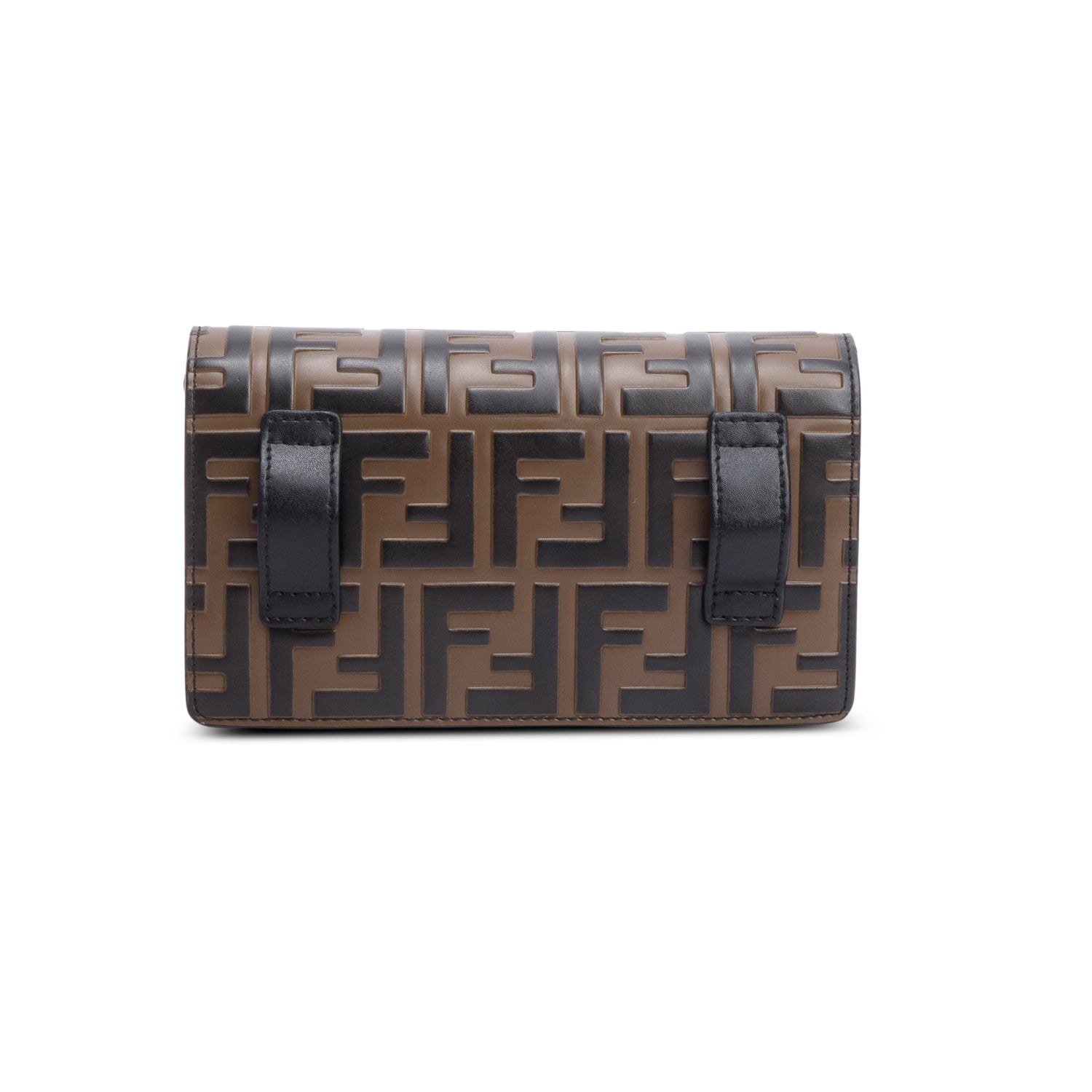 Fendi Brown/Black FF 1974 Embossed Leather F is Fendi Belt Bag w/ Strap & Box