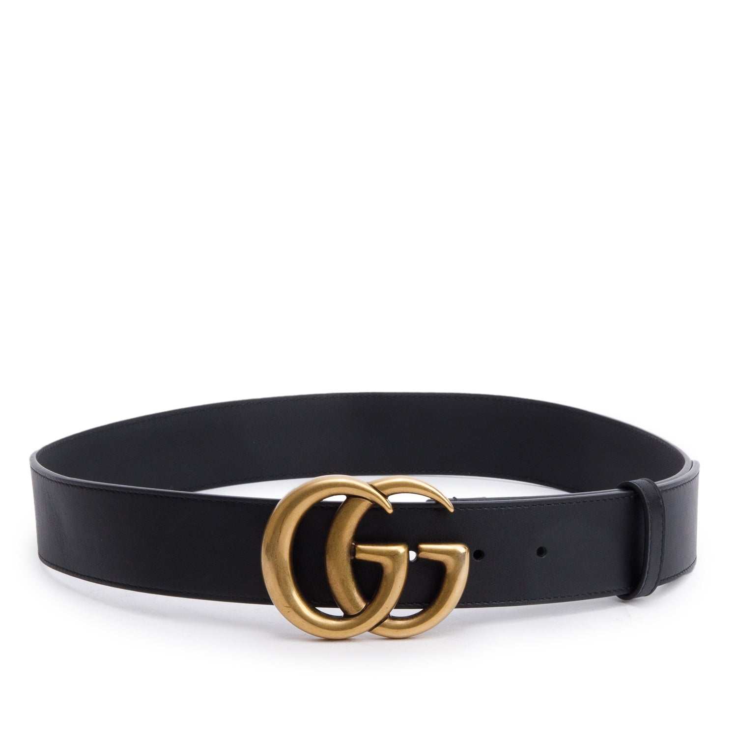 Gucci GG Marmont Black Wide Leather Belt 85 34 w/ Box