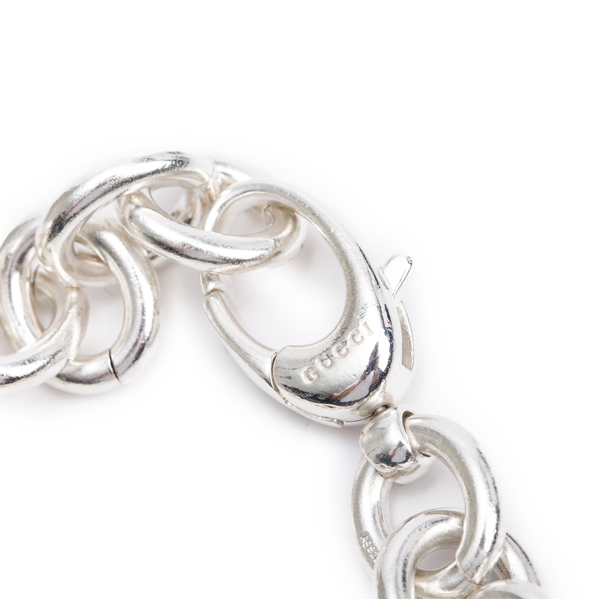 Gucci Sterling Silver Dog Tag Charm Bracelet w/ Box