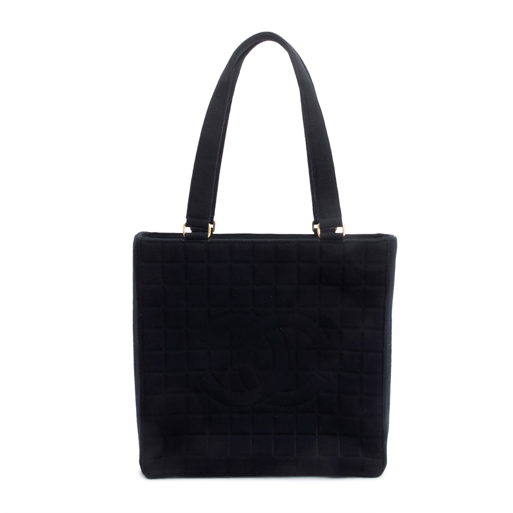Chanel Black Quilted Jersey  Chocolate Bar CC Tote Bag